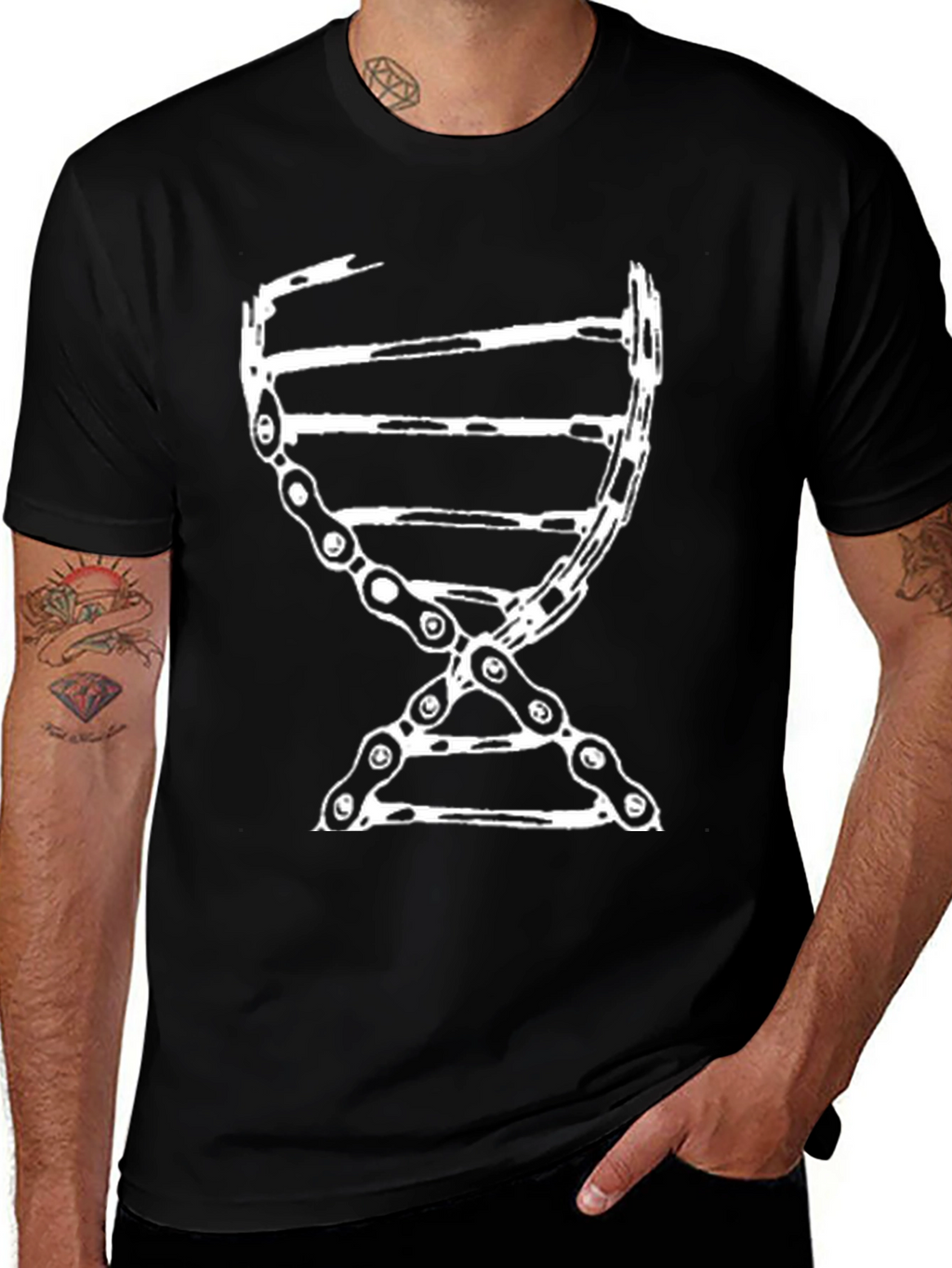 DNA Chain Graphic Tee - Black