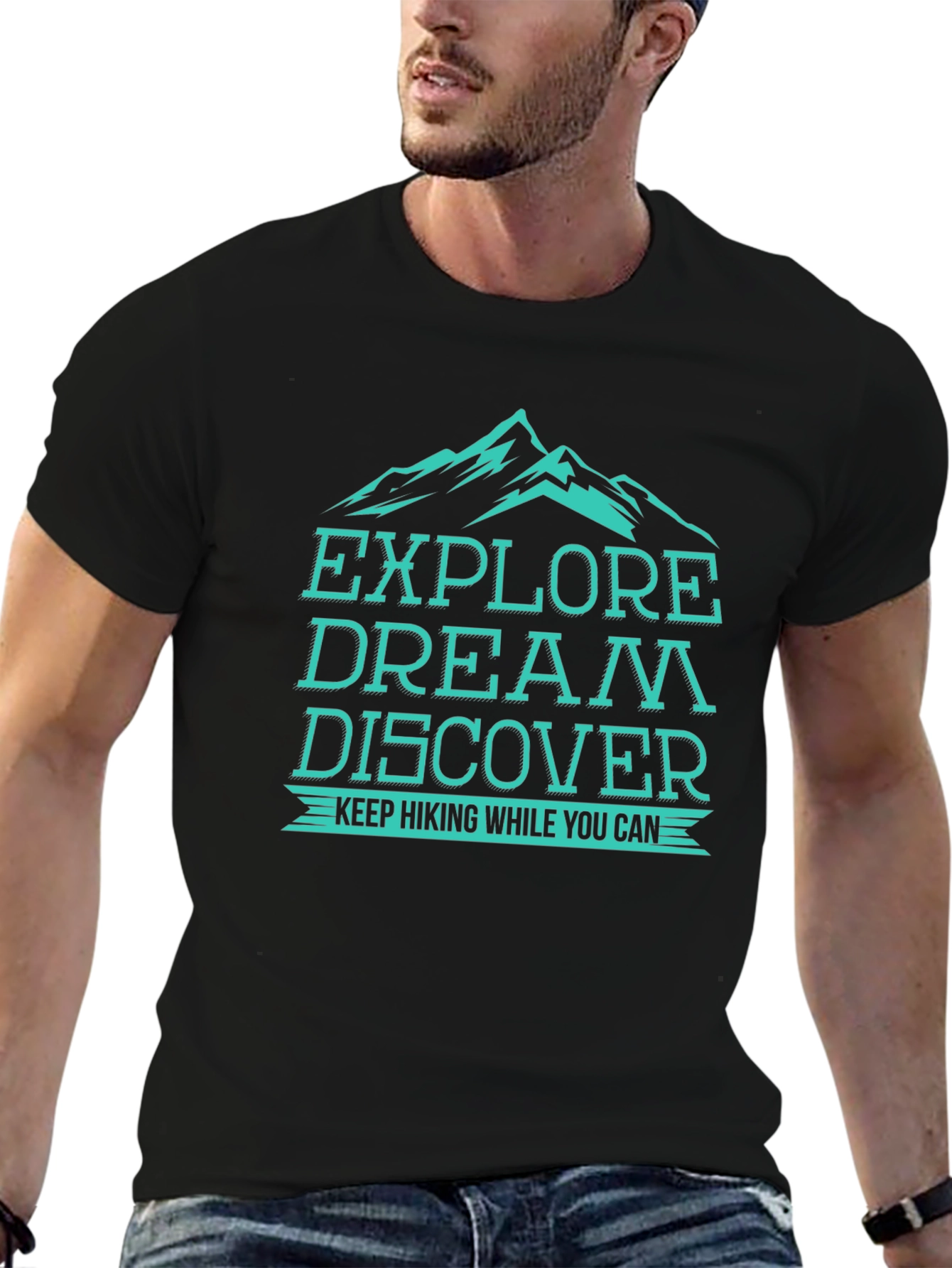 Explore Dream Discover Hiking Graphic Tee - Black