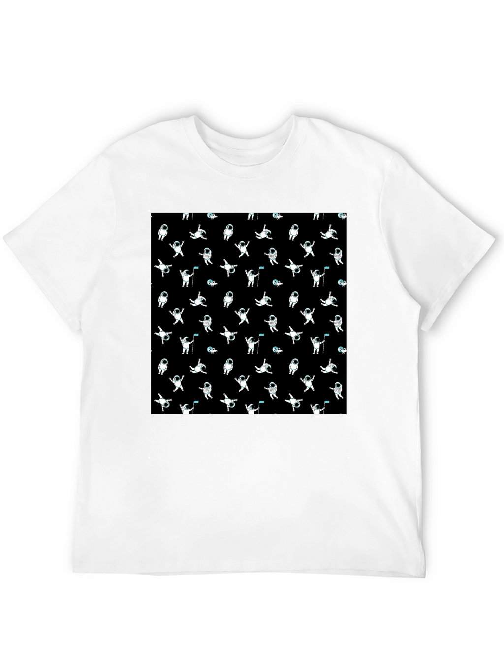 Astronaut Pattern Black T-Shirt
