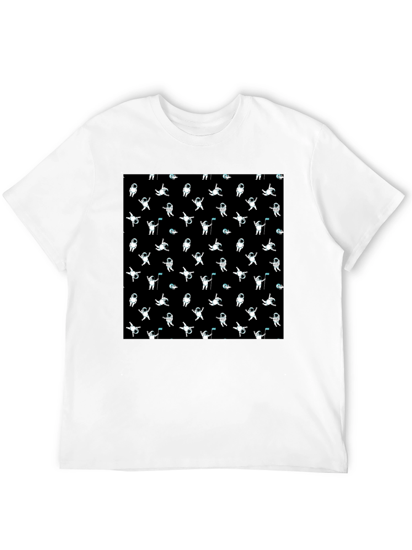 Astronaut Pattern Black T-Shirt