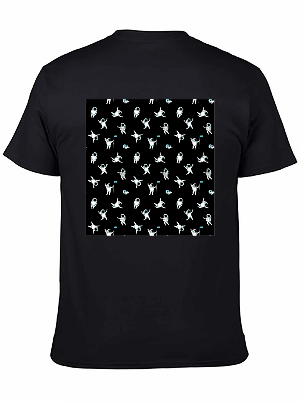 Astronaut Pattern Black T-Shirt