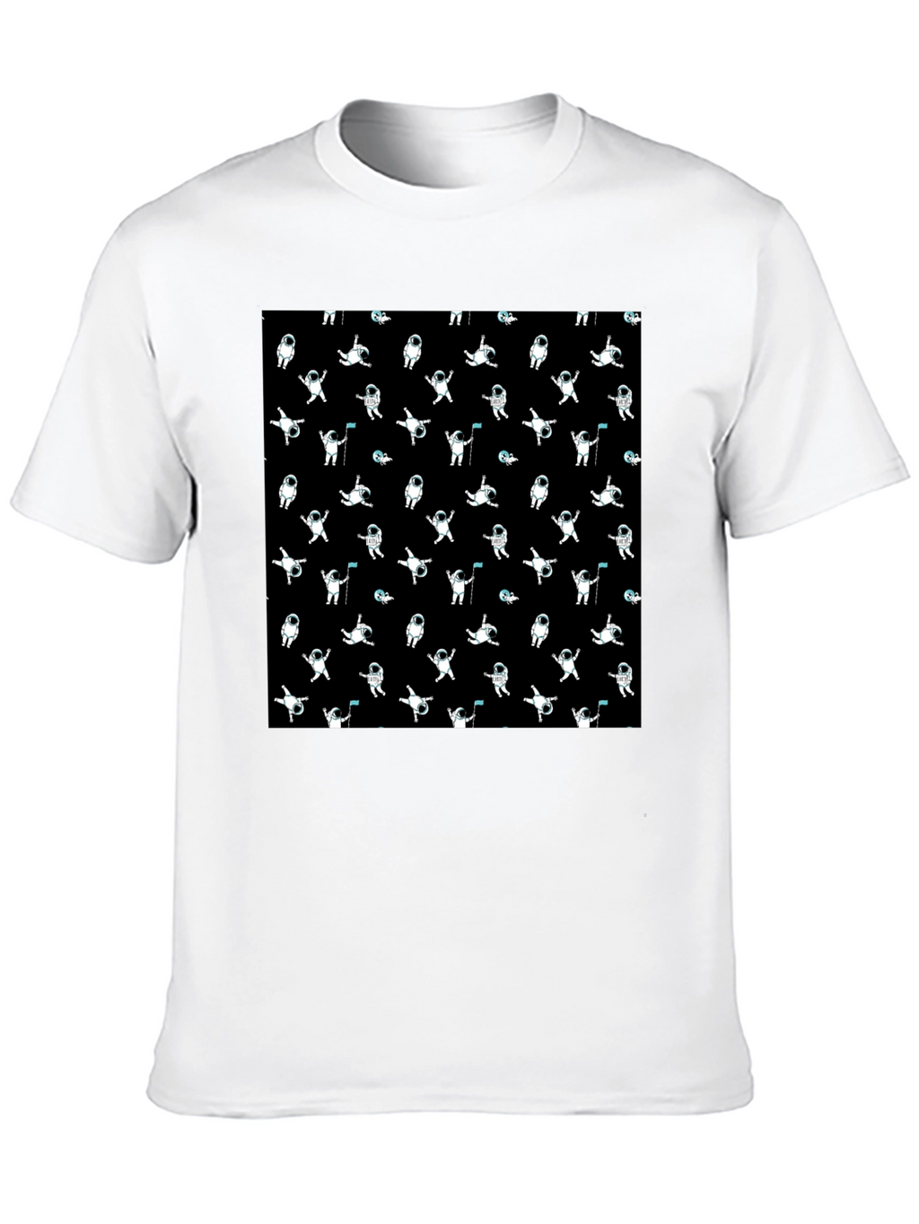 Astronaut Pattern Black T-Shirt