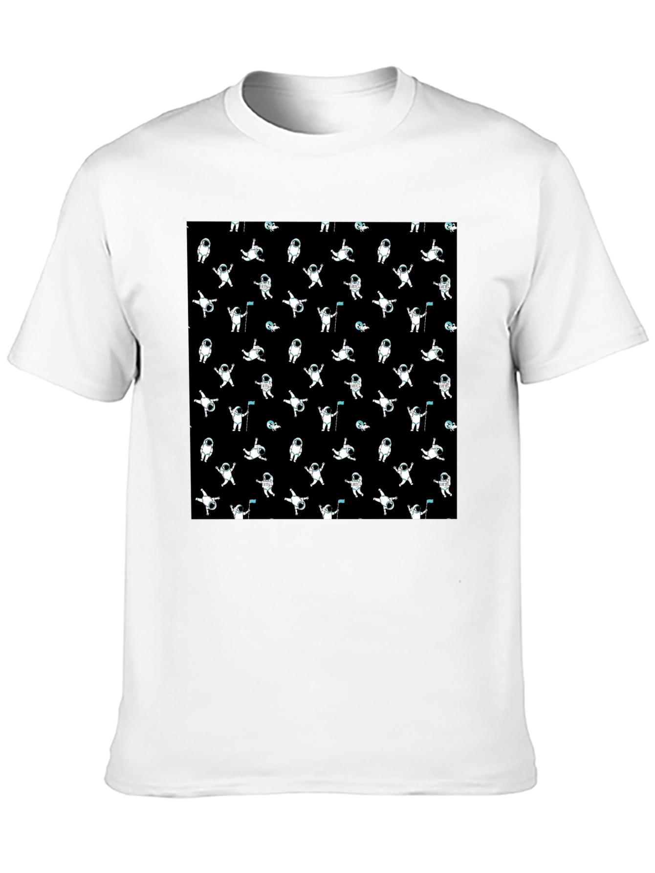 Astronaut Pattern Black T-Shirt