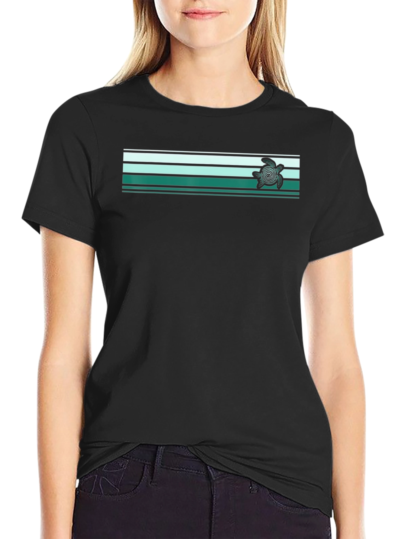 Striped Turtle Graphic Tee - Relaxed Fit