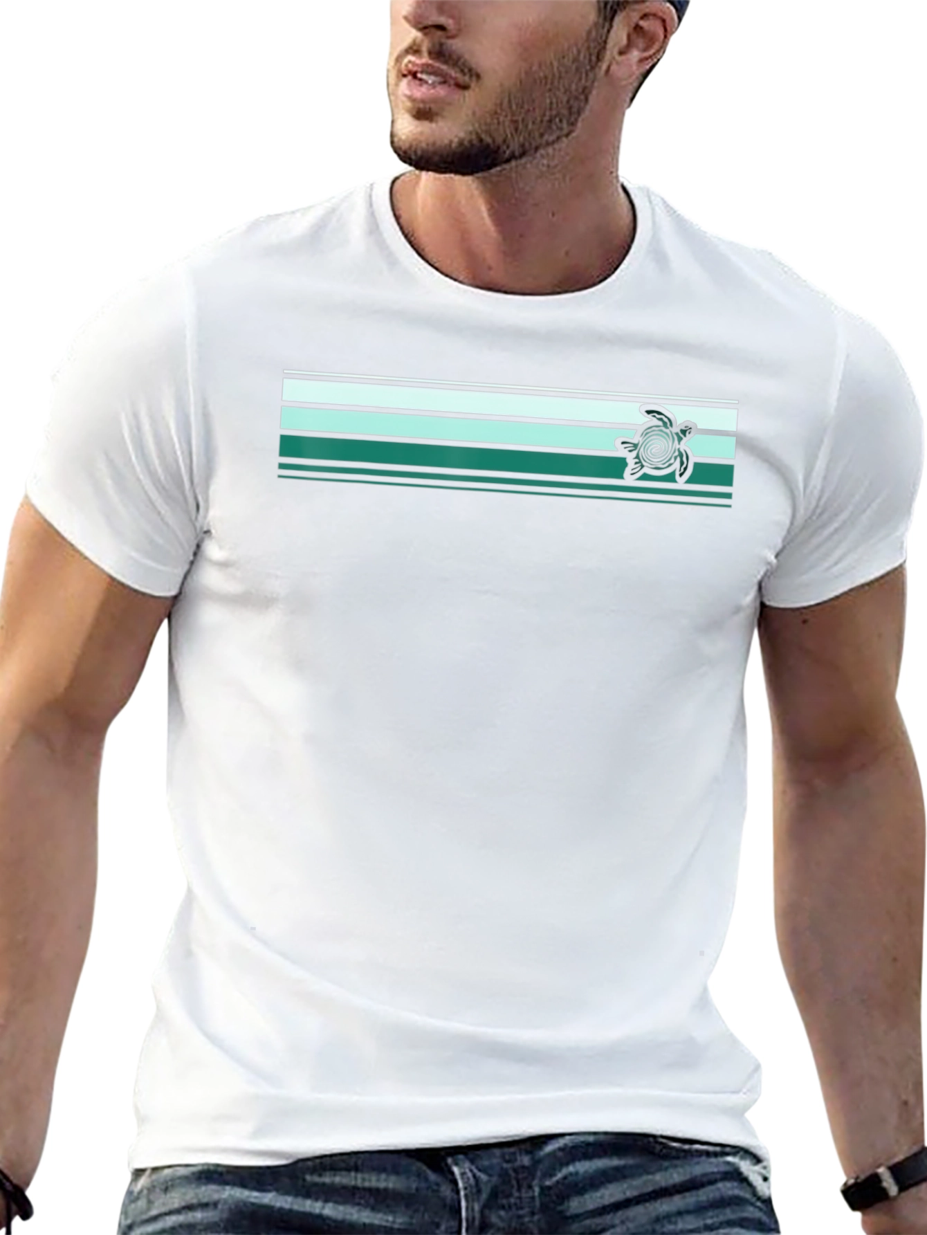 Striped Turtle Graphic Tee - Relaxed Fit