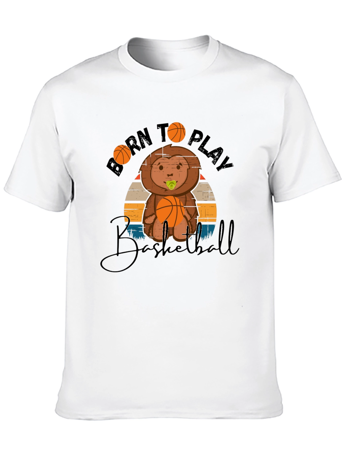 Born to Play Basketball Graphic Tee - Black Cotton