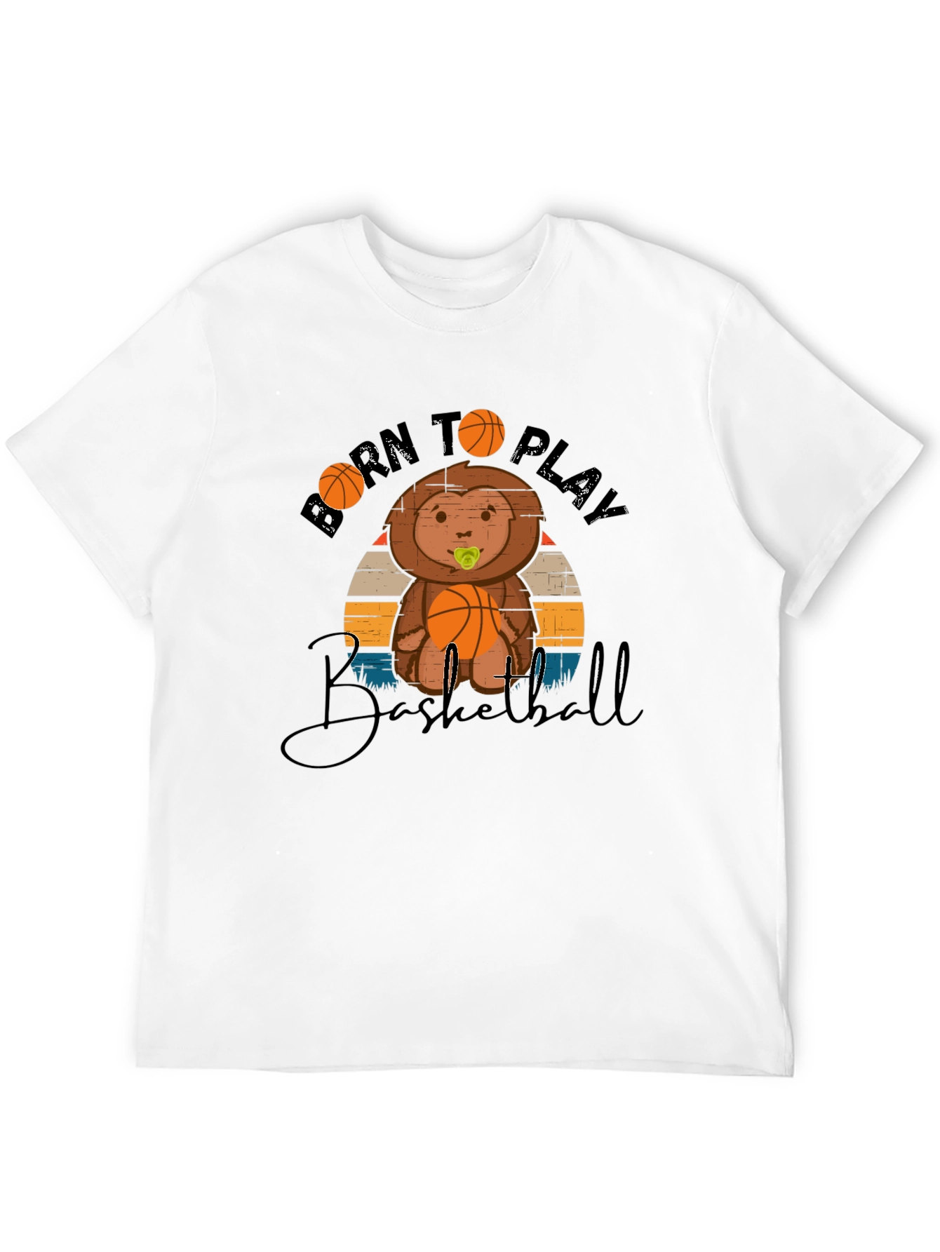 Born to Play Basketball Graphic Tee - Black Cotton