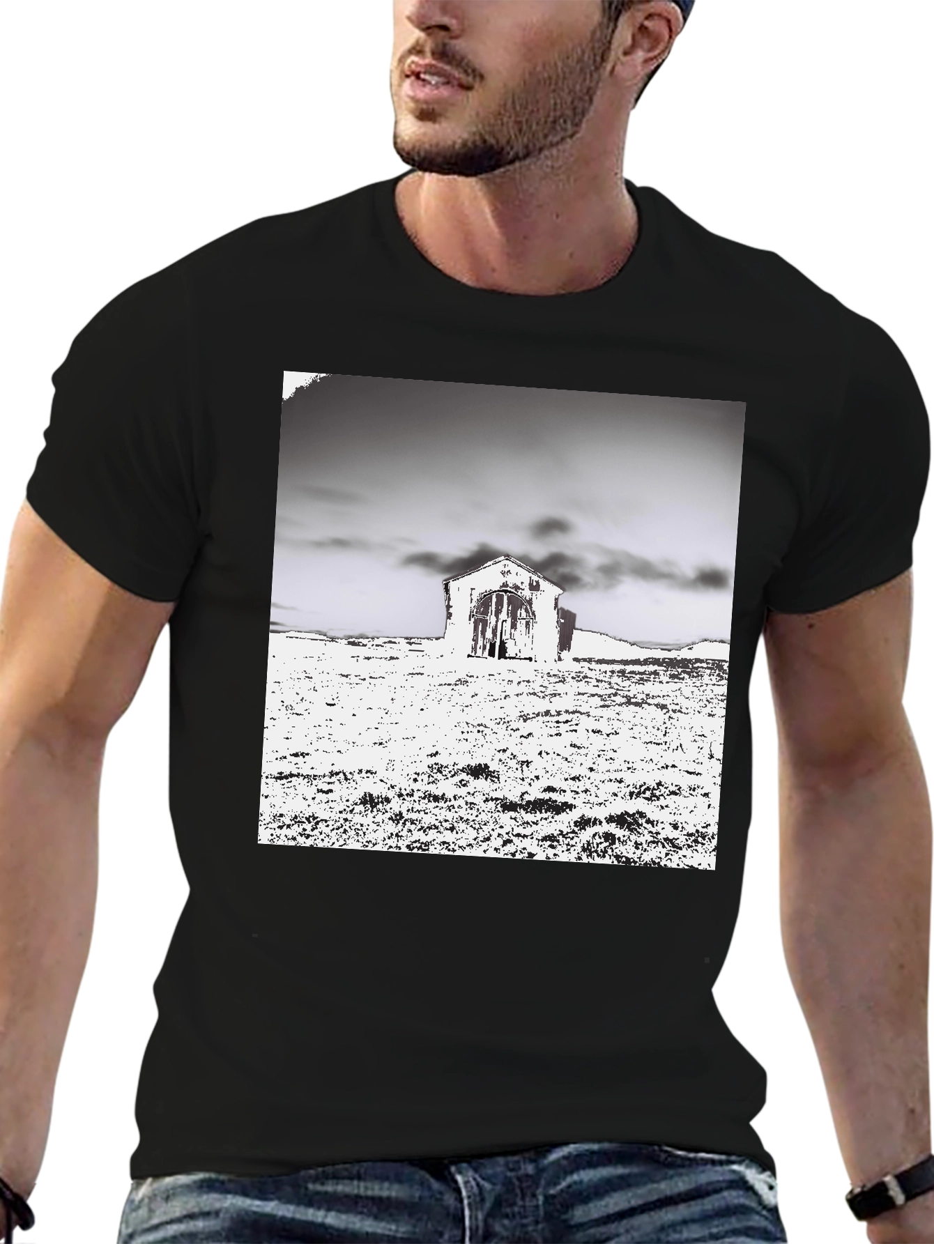 Monochrome Barn Graphic T-Shirt