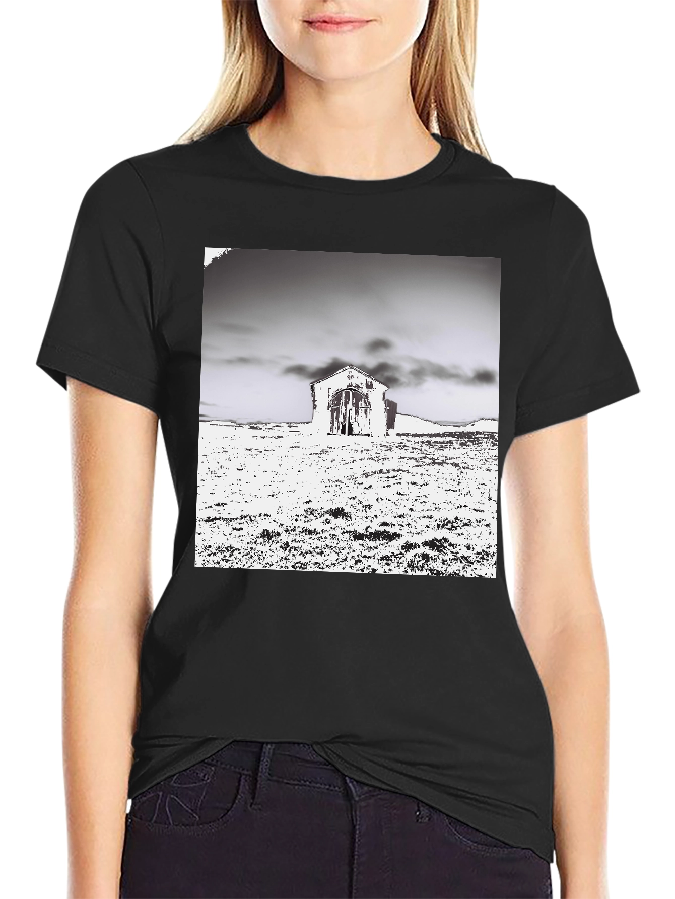 Monochrome Barn Graphic T-Shirt
