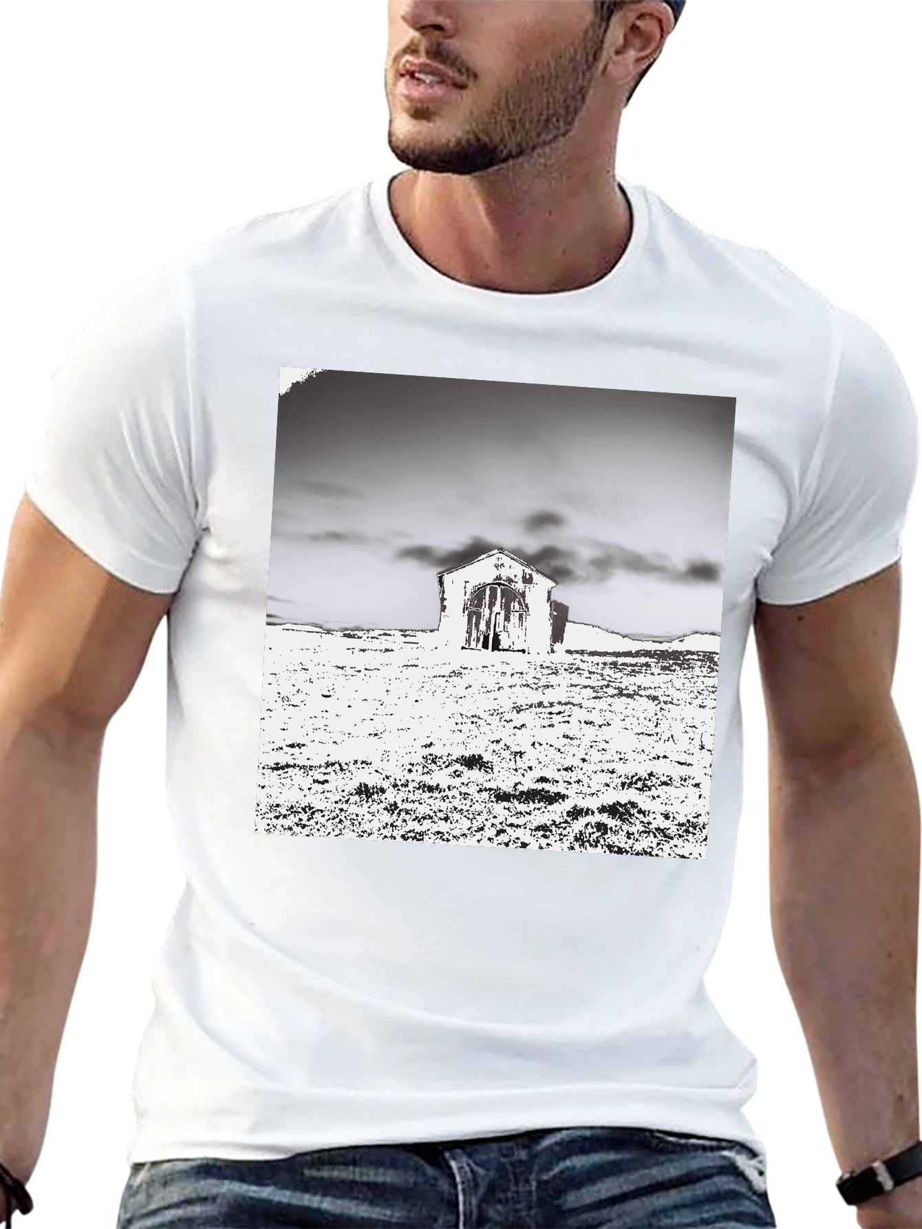 Monochrome Barn Graphic T-Shirt