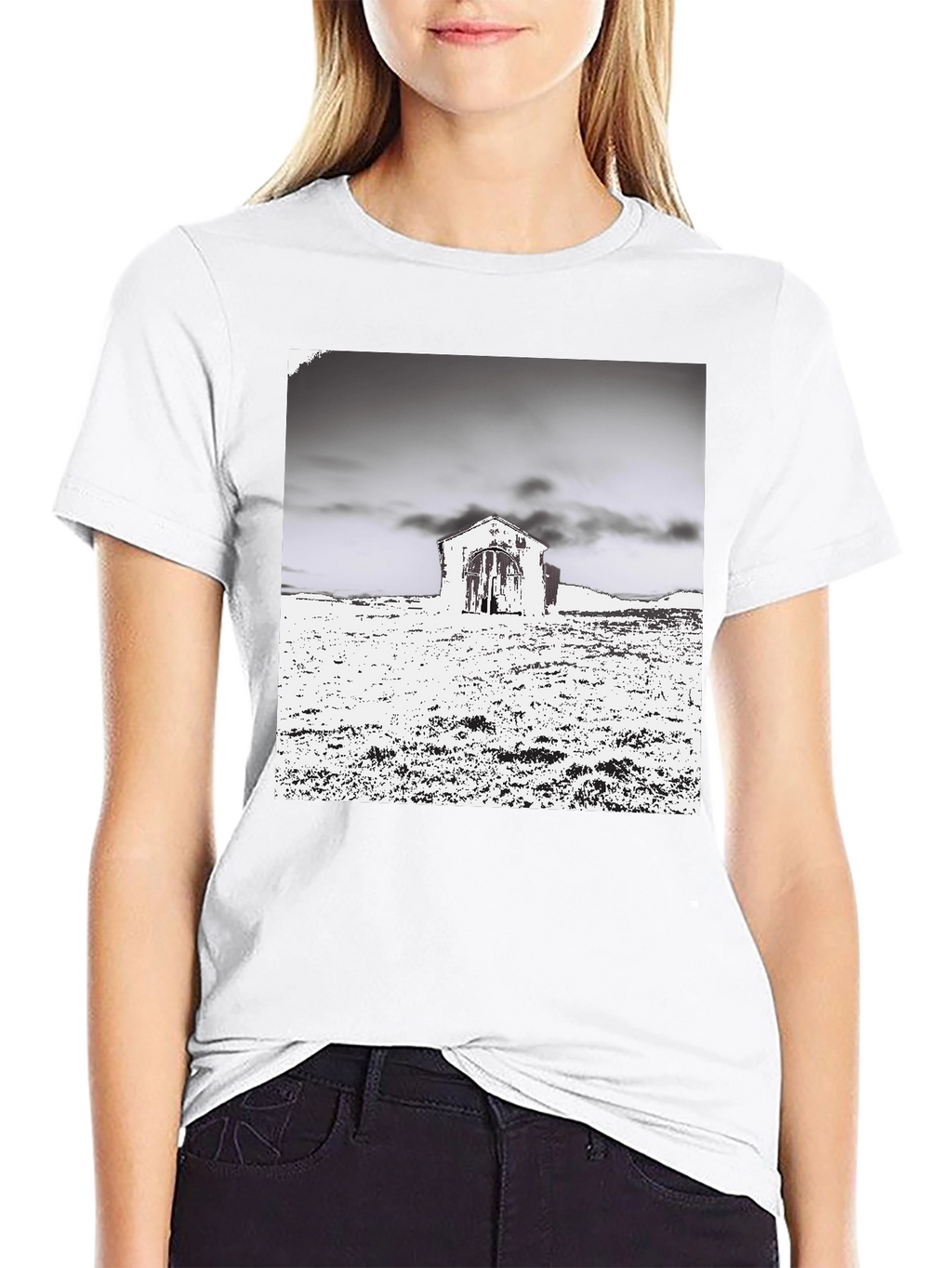 Monochrome Barn Graphic T-Shirt