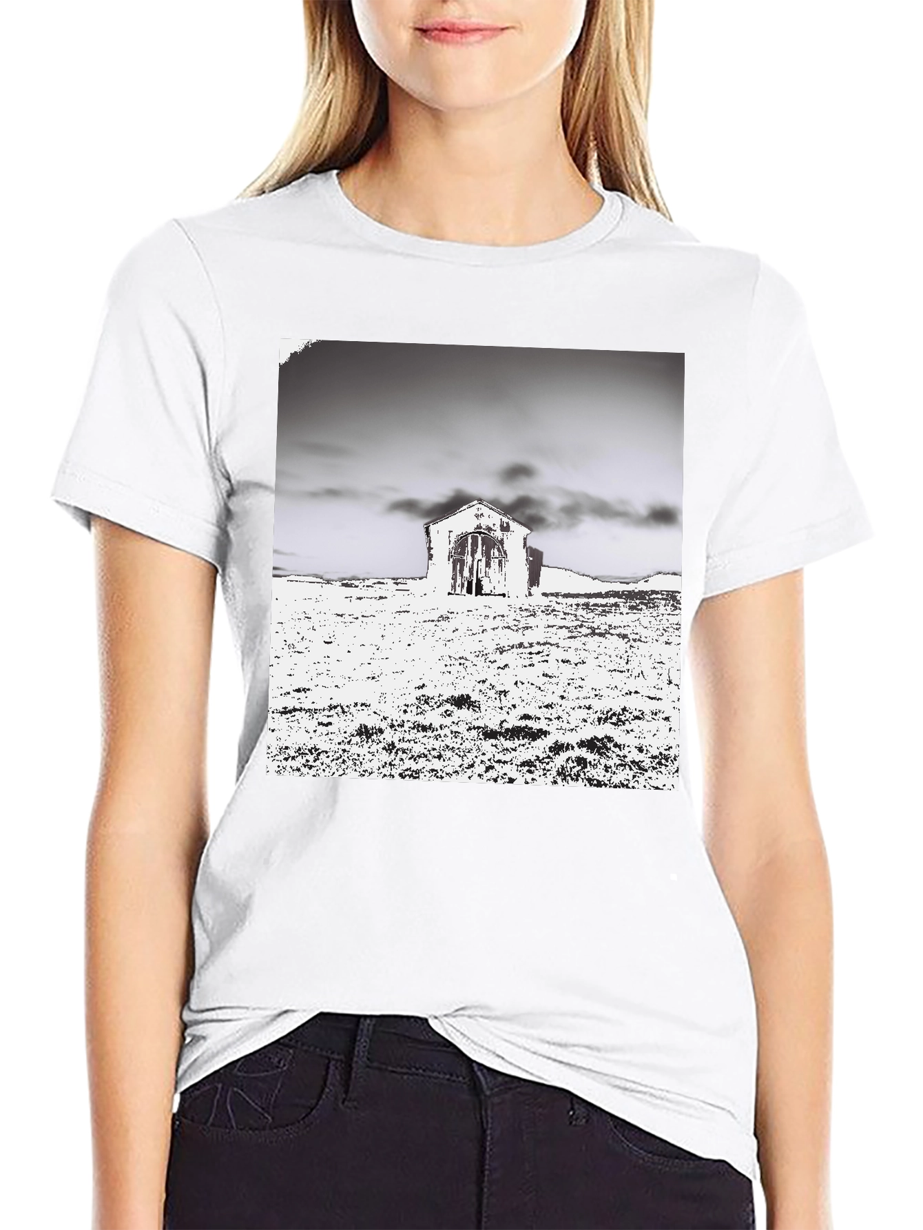 Monochrome Barn Graphic T-Shirt