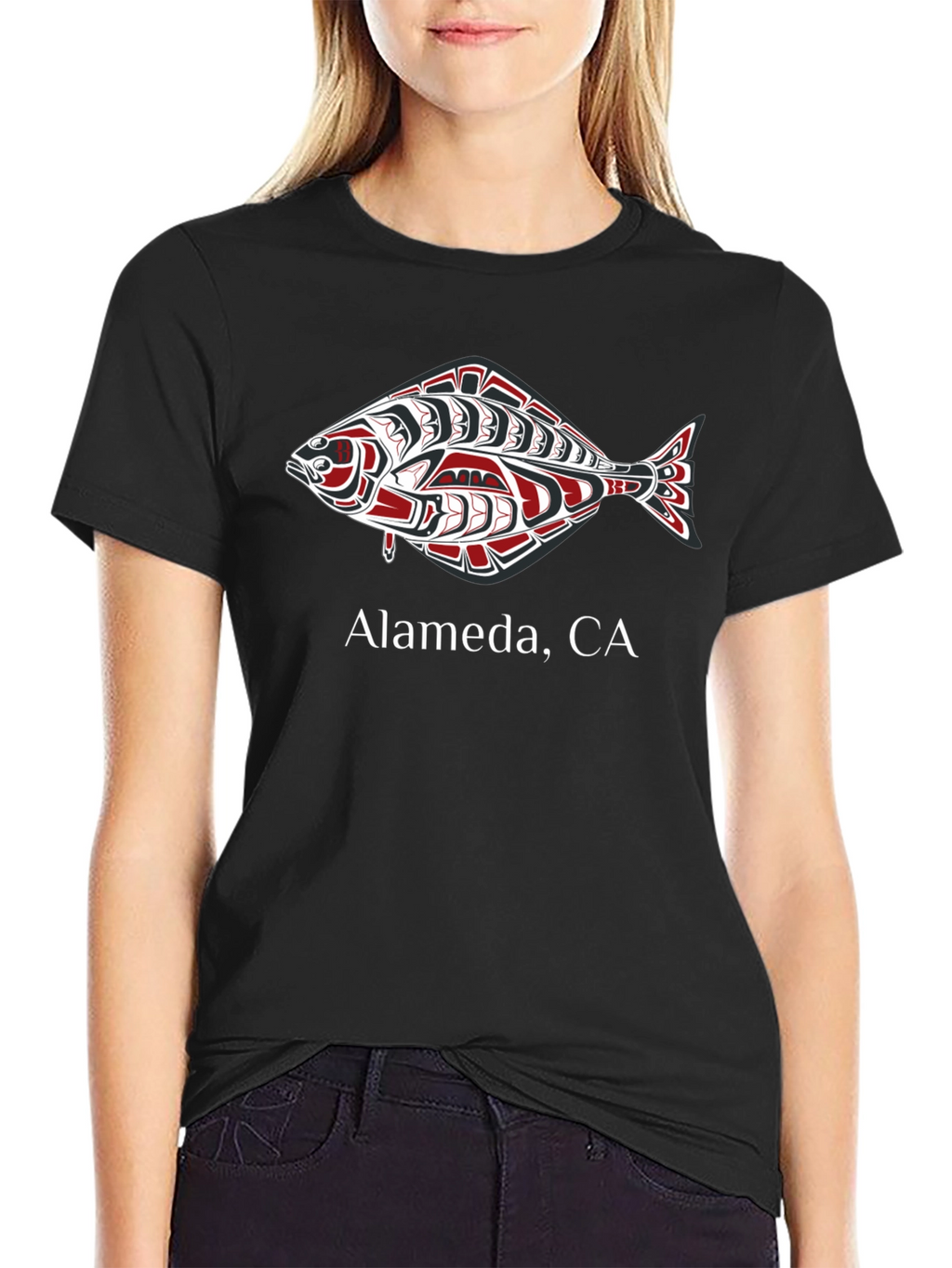 Alameda CA Fish Graphic Black T-Shirt
