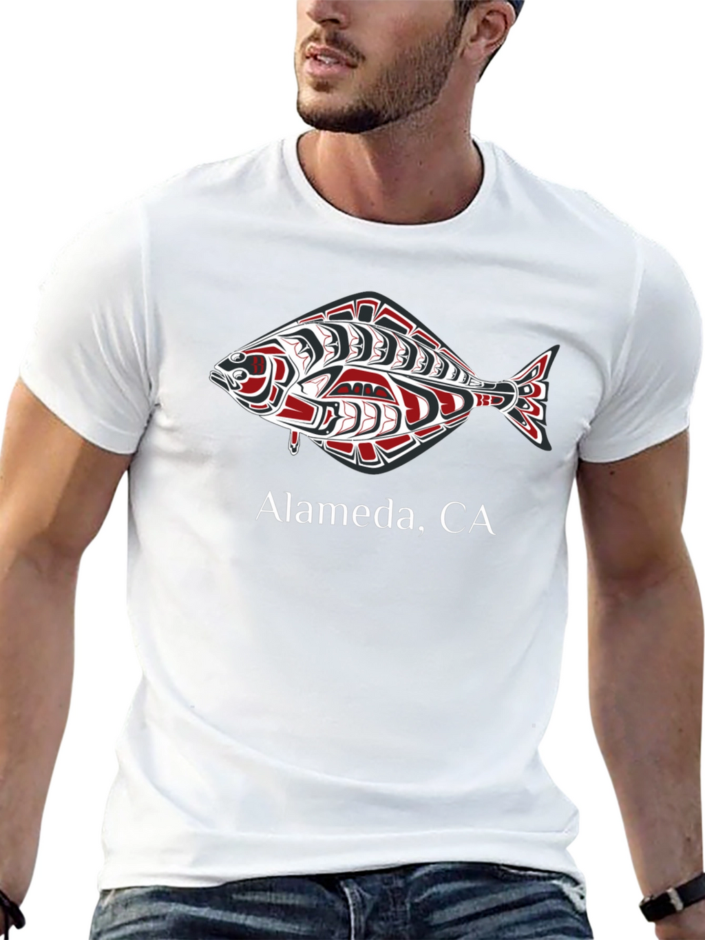 Alameda CA Fish Graphic Black T-Shirt