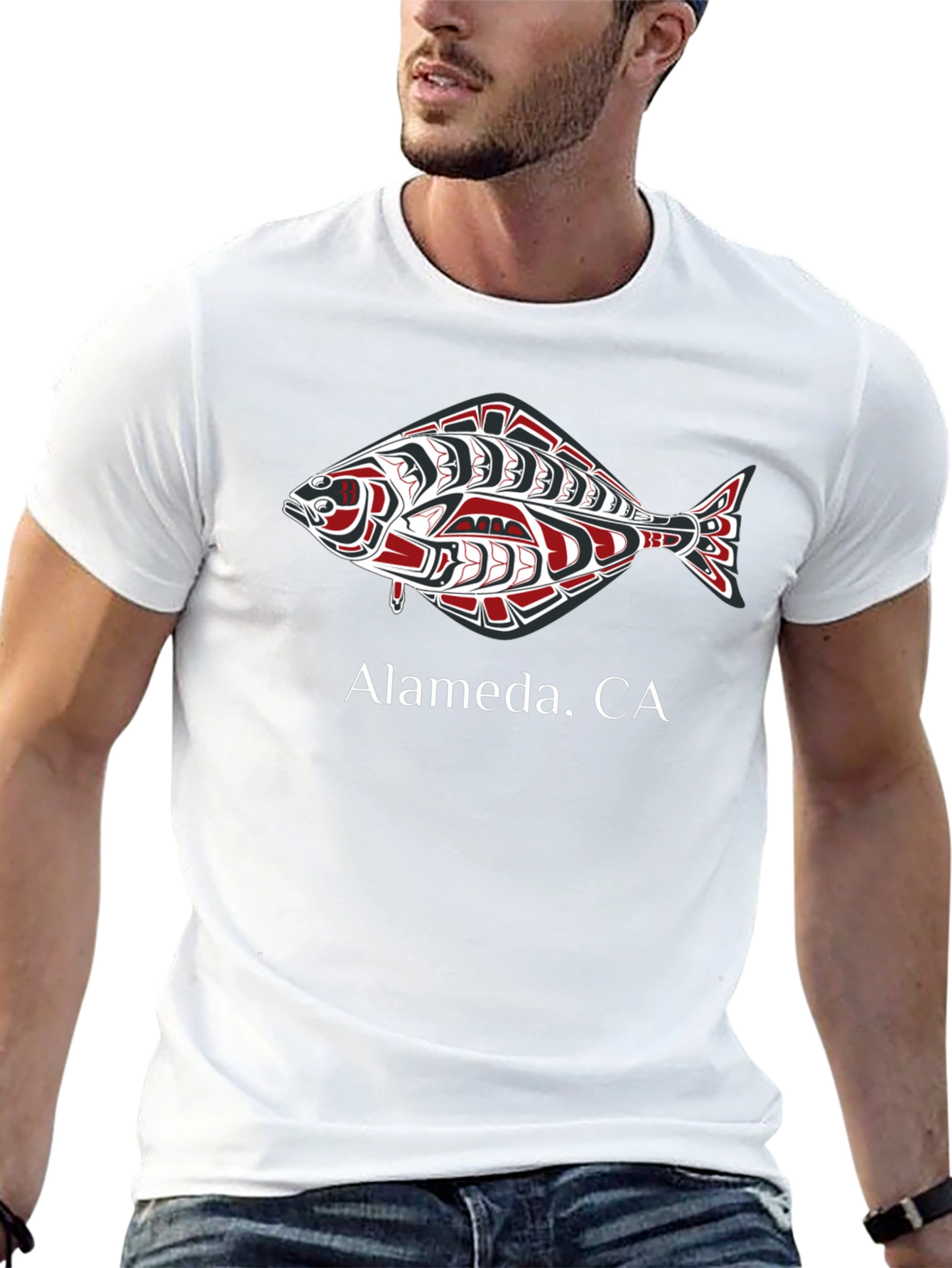 Alameda CA Fish Graphic Black T-Shirt