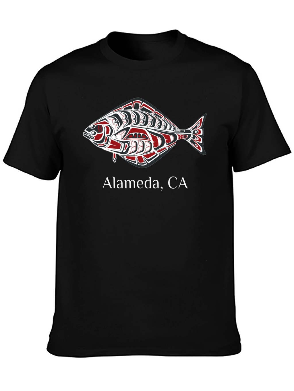 Alameda CA Fish Graphic Black T-Shirt