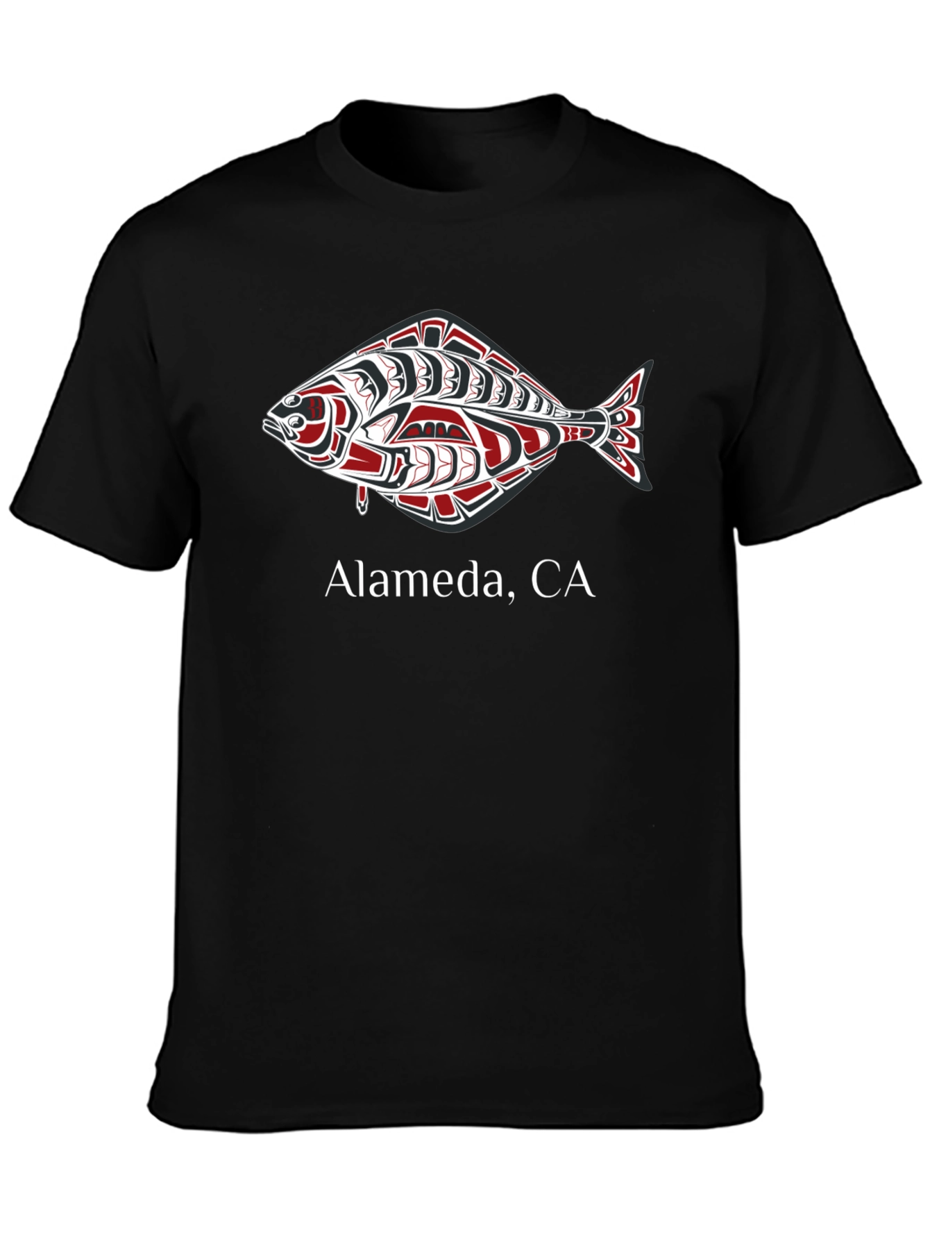 Alameda CA Fish Graphic Black T-Shirt