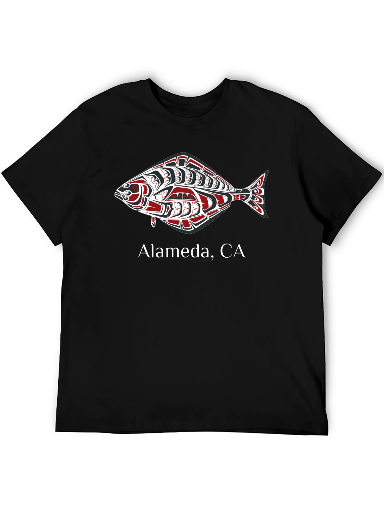 Alameda CA Fish Graphic Black T-Shirt