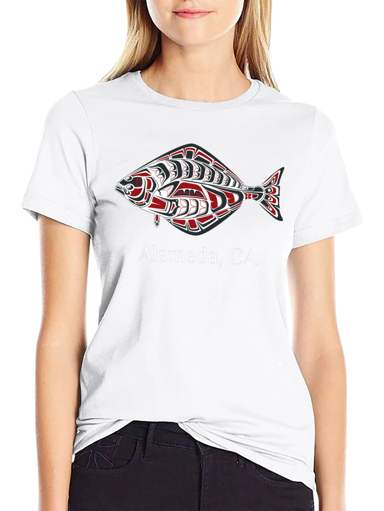 Alameda CA Fish Graphic Black T-Shirt
