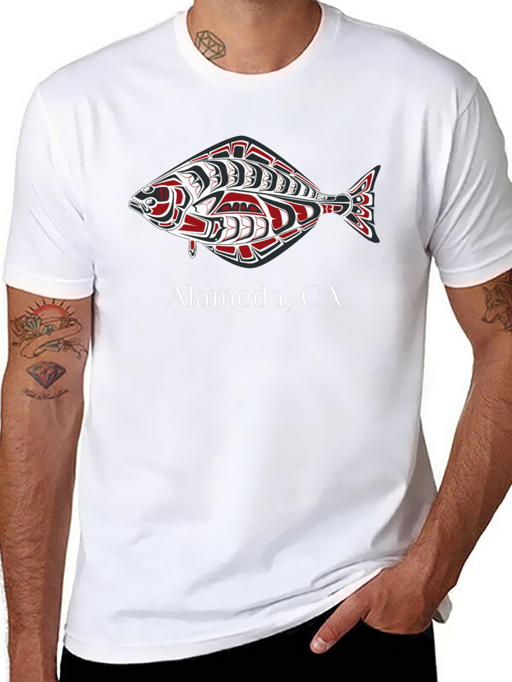 Alameda CA Fish Graphic Black T-Shirt