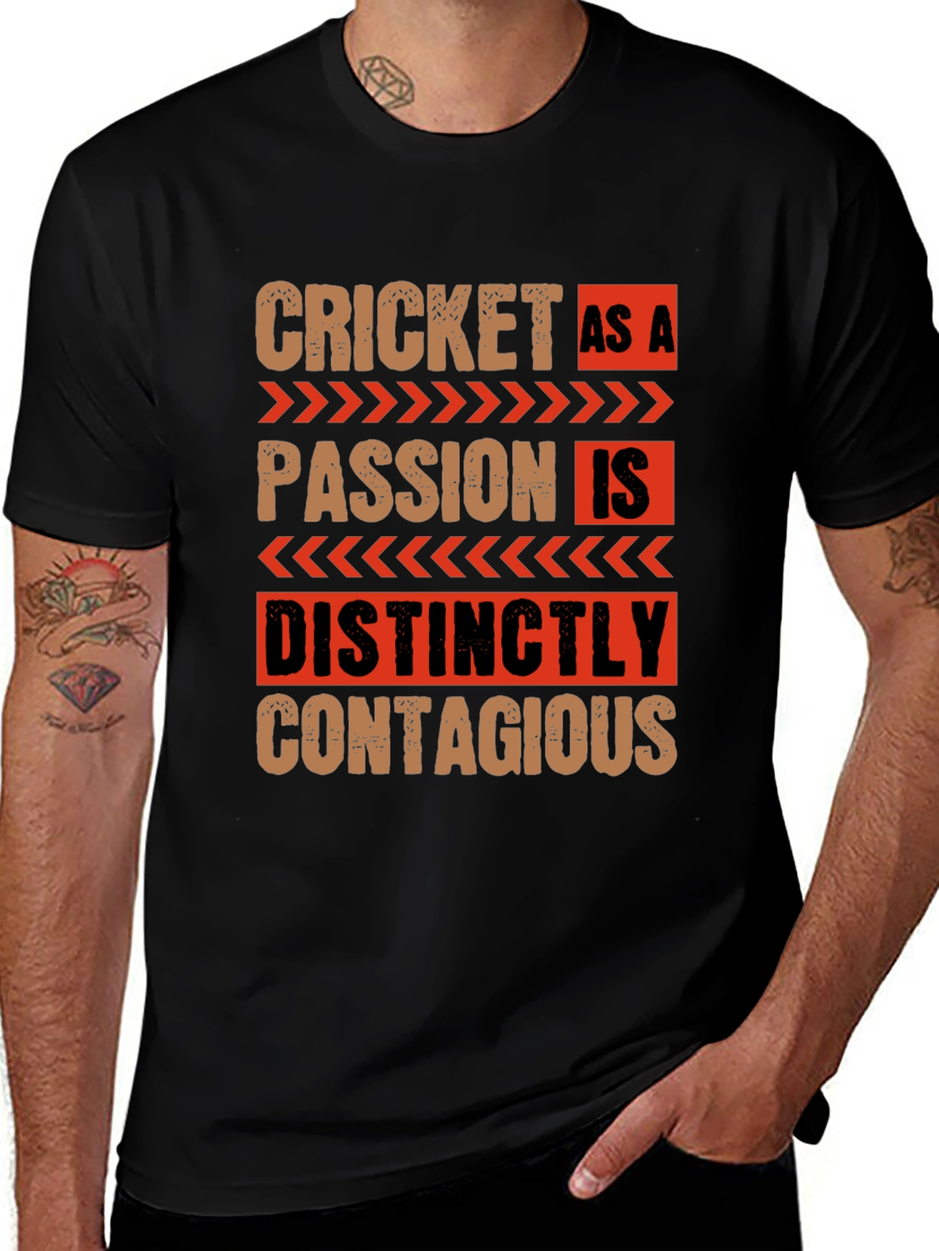 Cricket As A Passion Black Graphic T-Shirt