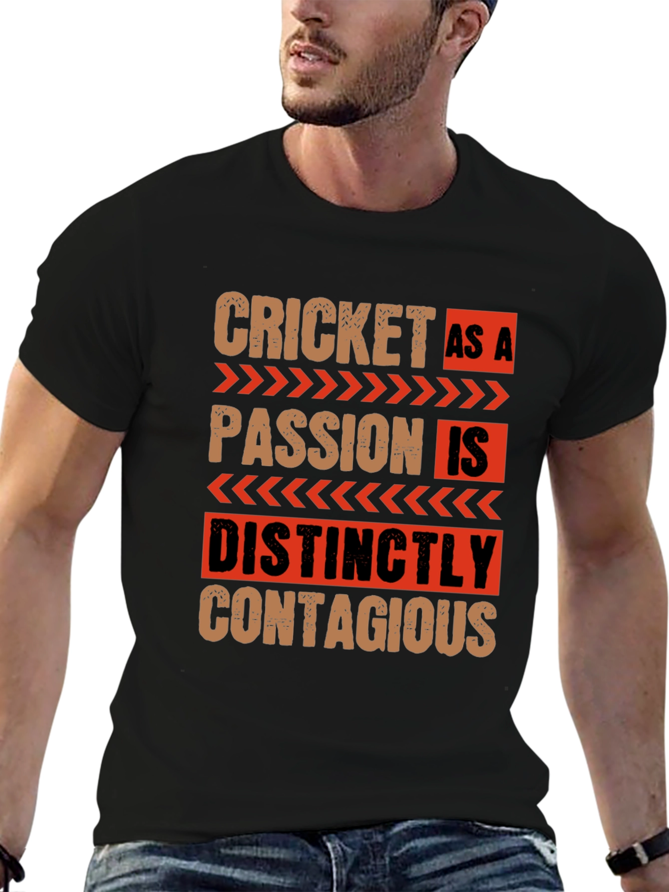 Cricket As A Passion Black Graphic T-Shirt