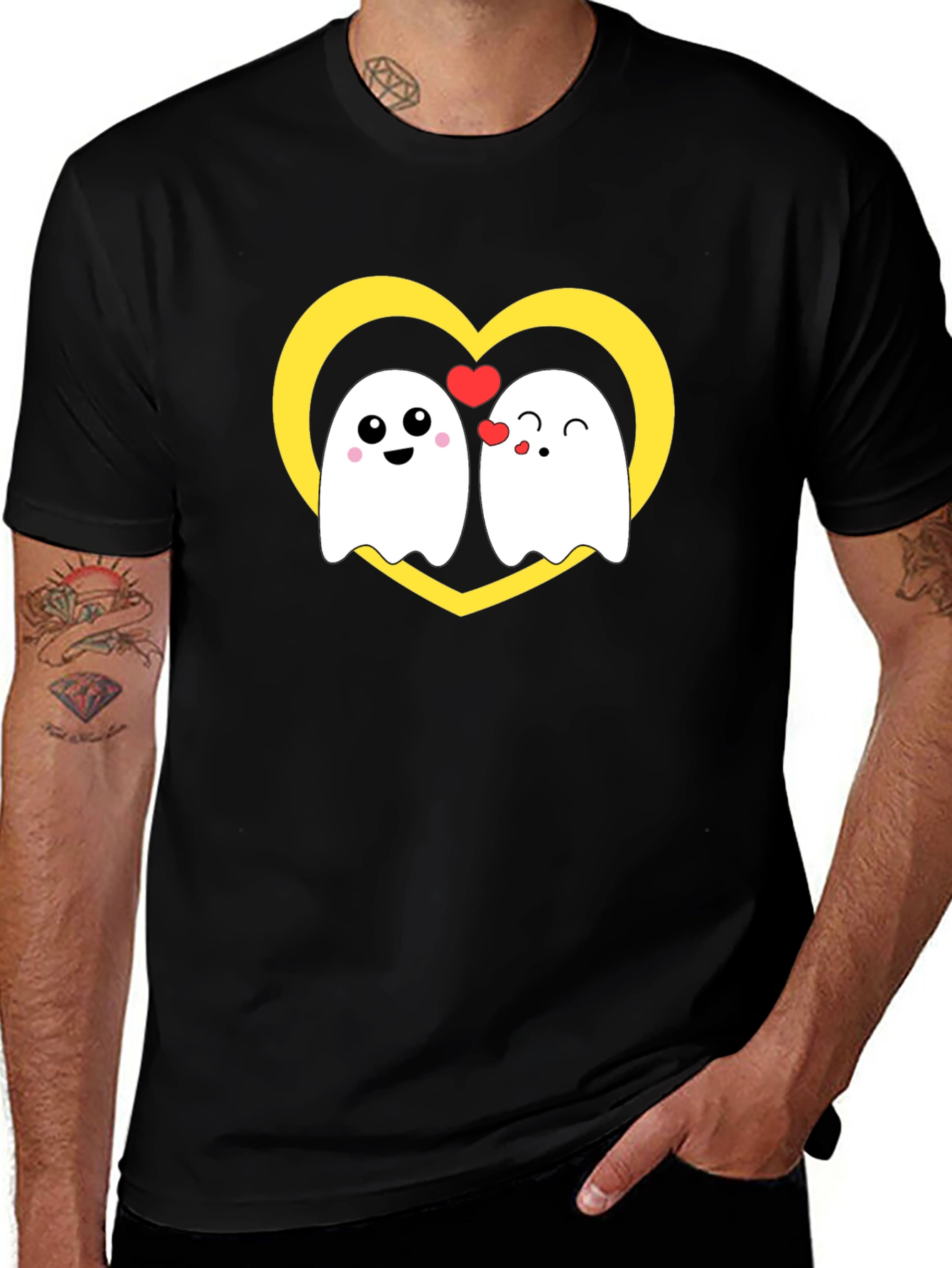 Cute Ghost Love T-Shirt - Heart Graphic Tee
