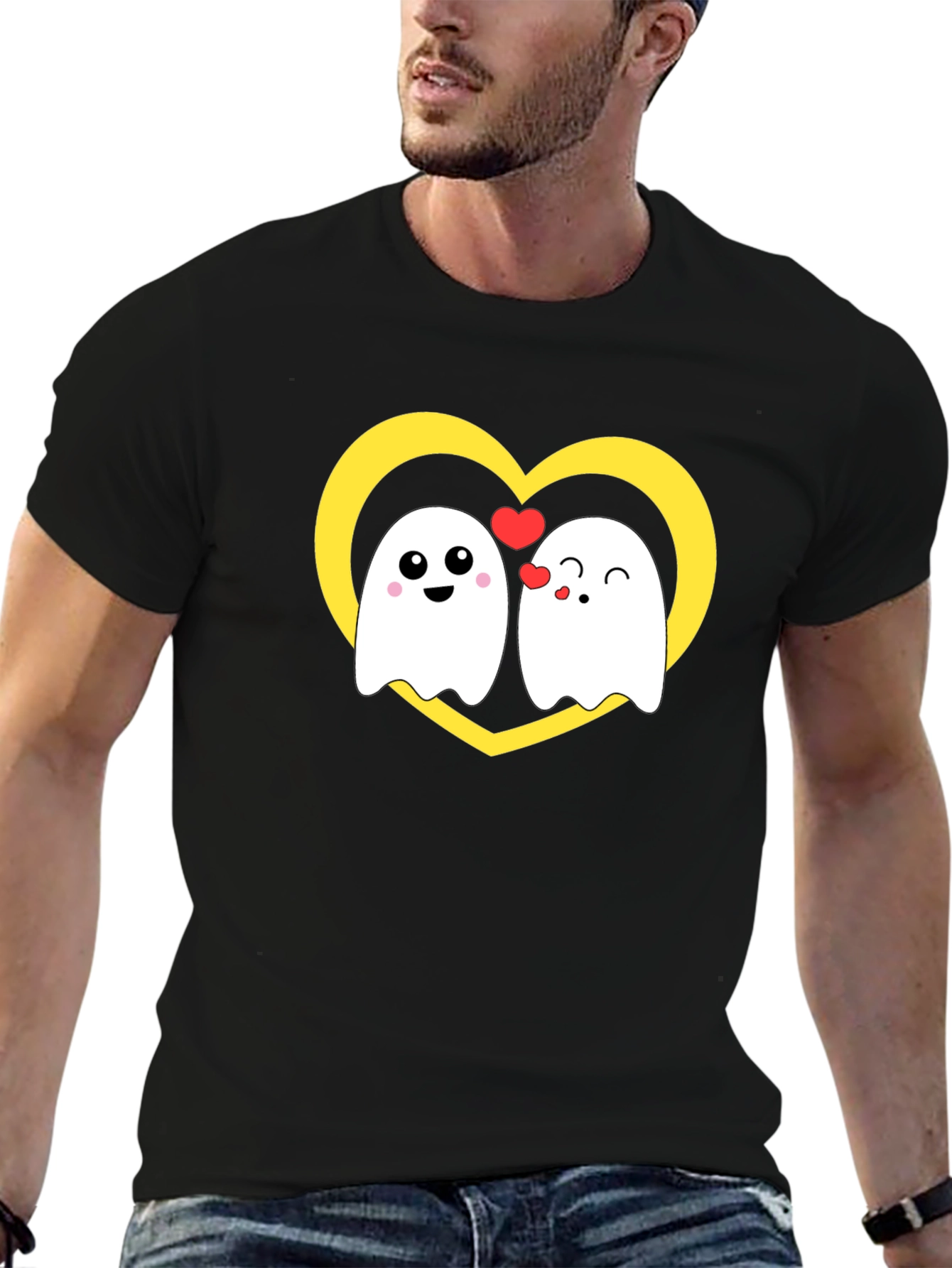 Cute Ghost Love T-Shirt - Heart Graphic Tee