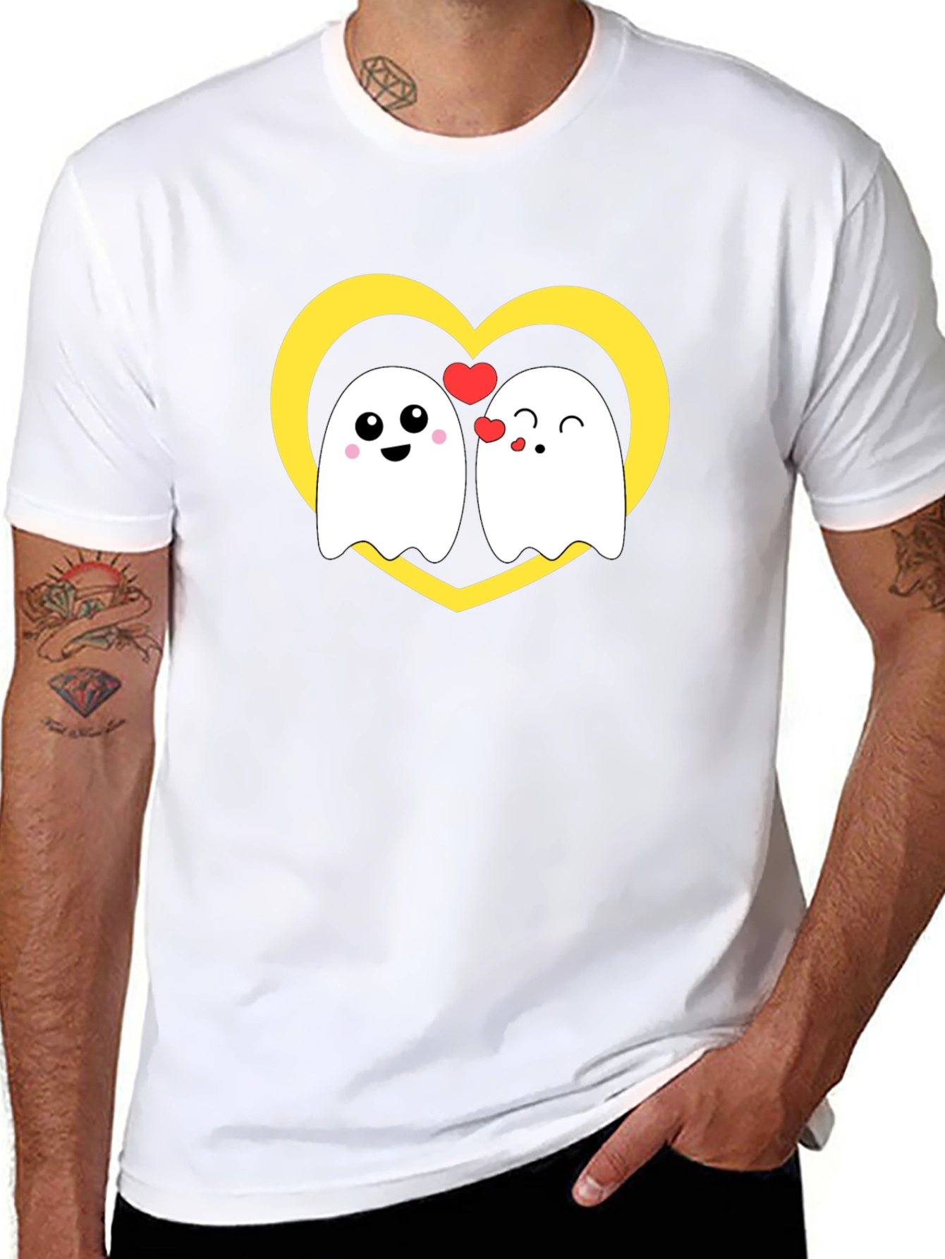 Cute Ghost Love T-Shirt - Heart Graphic Tee