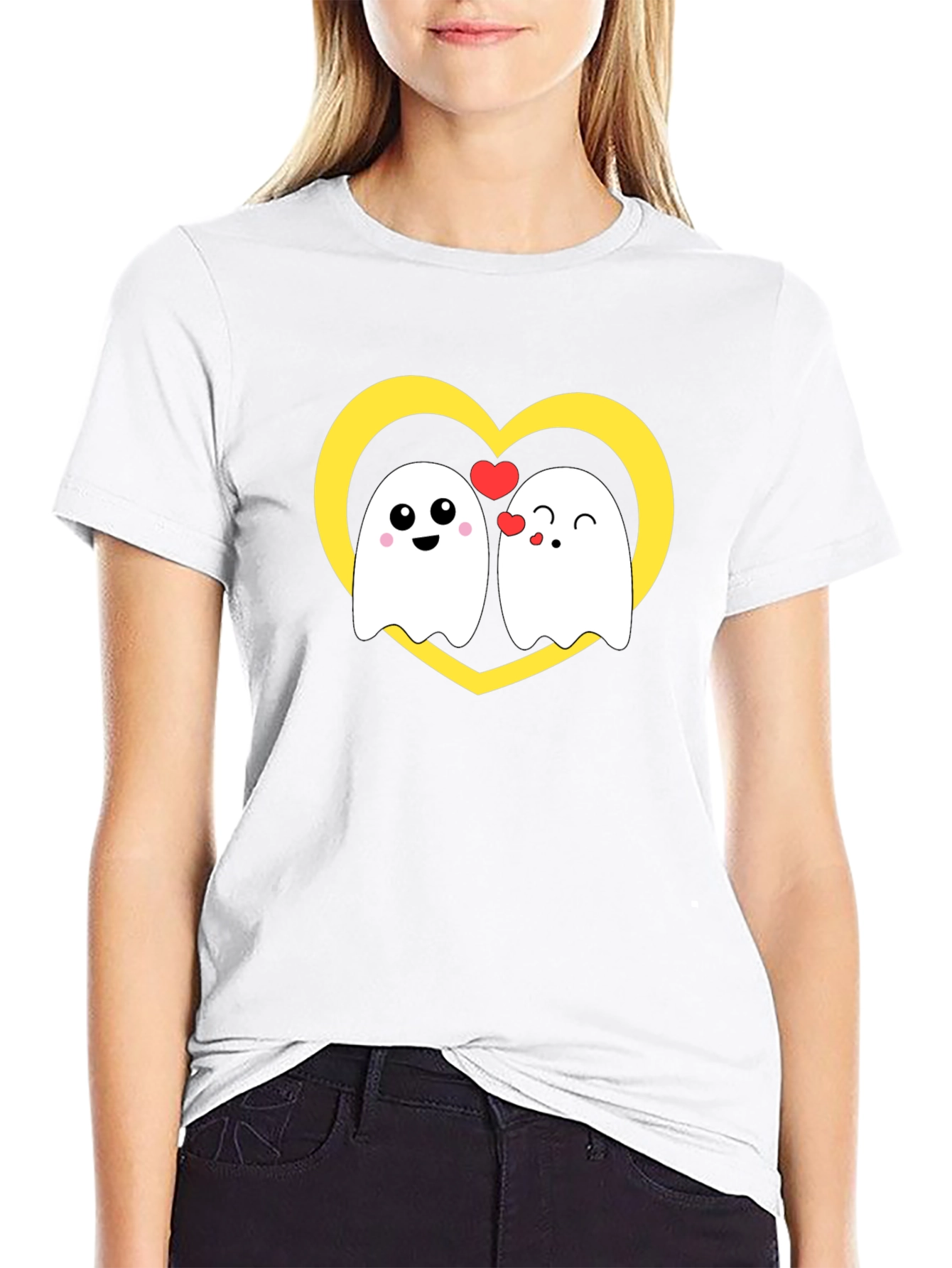 Cute Ghost Love T-Shirt - Heart Graphic Tee