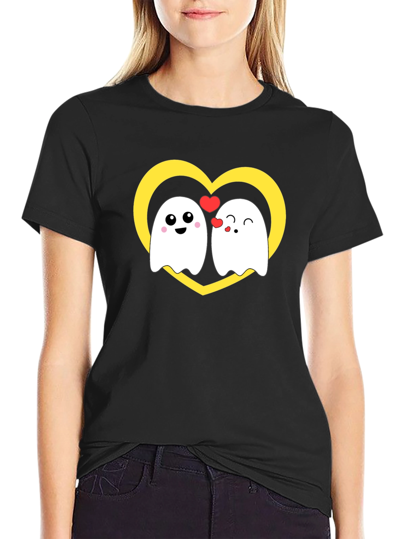 Cute Ghost Love T-Shirt - Heart Graphic Tee