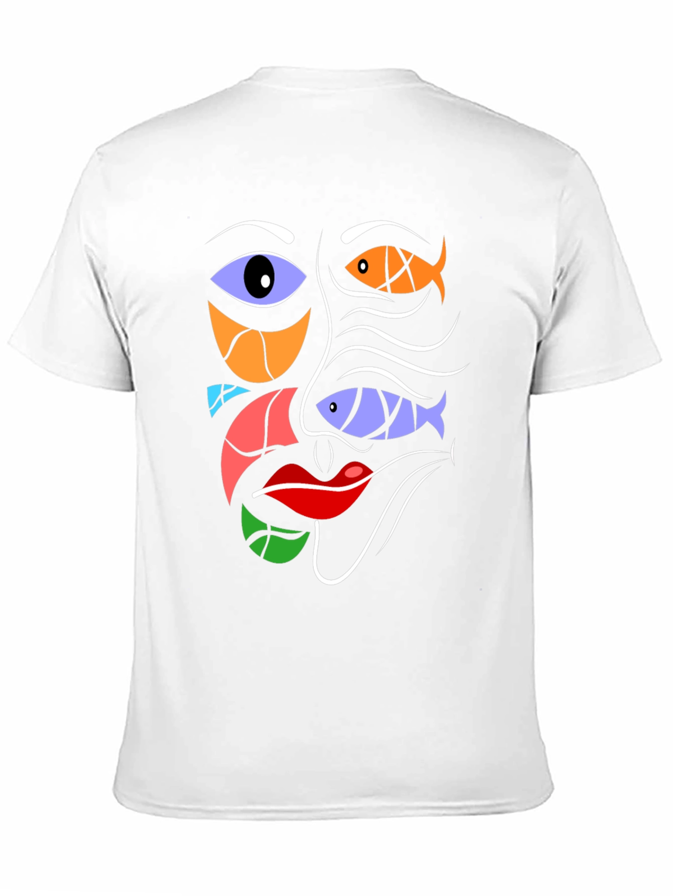 Abstract Face Graphic Tee - Modern Art Black T-Shirt