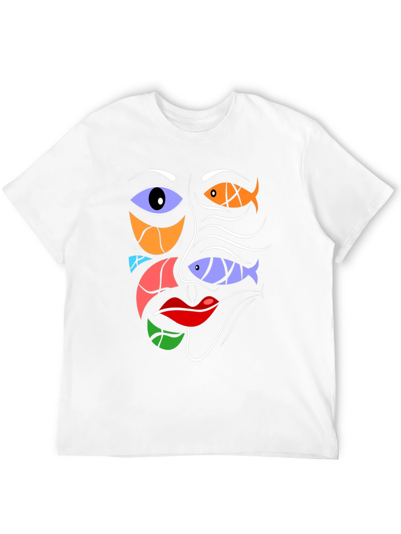 Abstract Face Graphic Tee - Modern Art Black T-Shirt