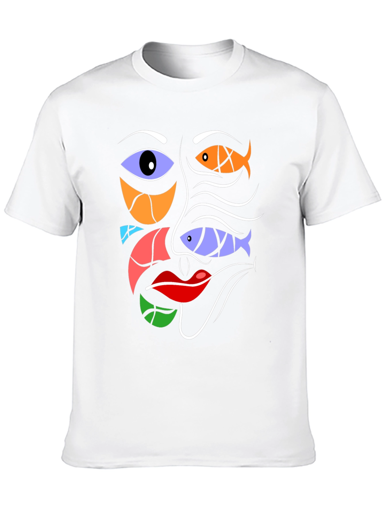 Abstract Face Graphic Tee - Modern Art Black T-Shirt