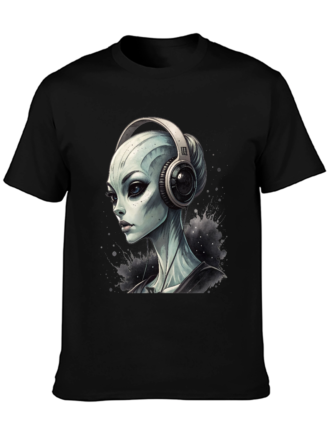 Alien DJ Black T-Shirt - Sci-Fi Music Lover Tee