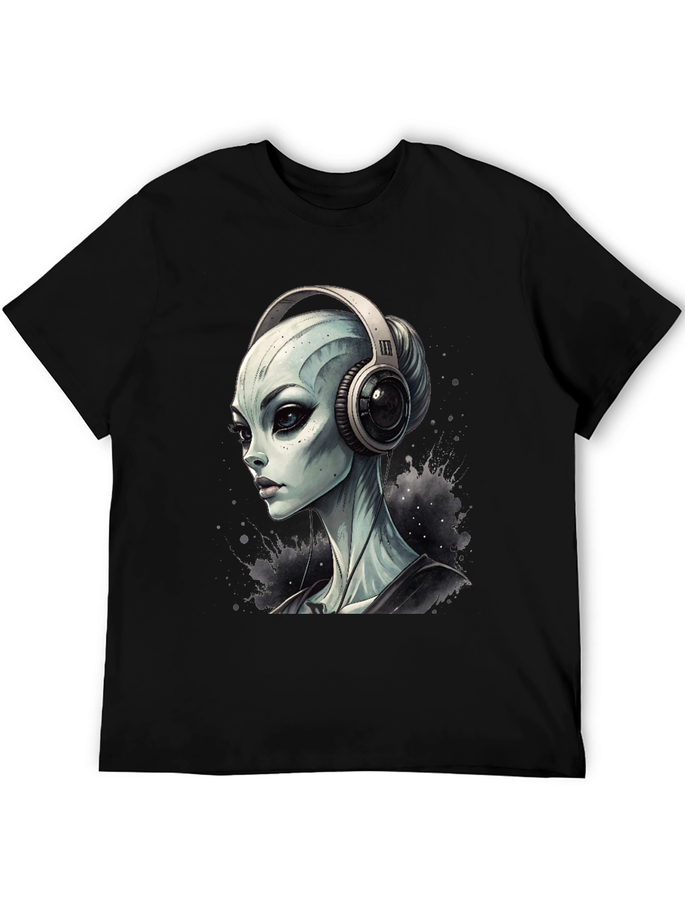 Alien DJ Black T-Shirt - Sci-Fi Music Lover Tee