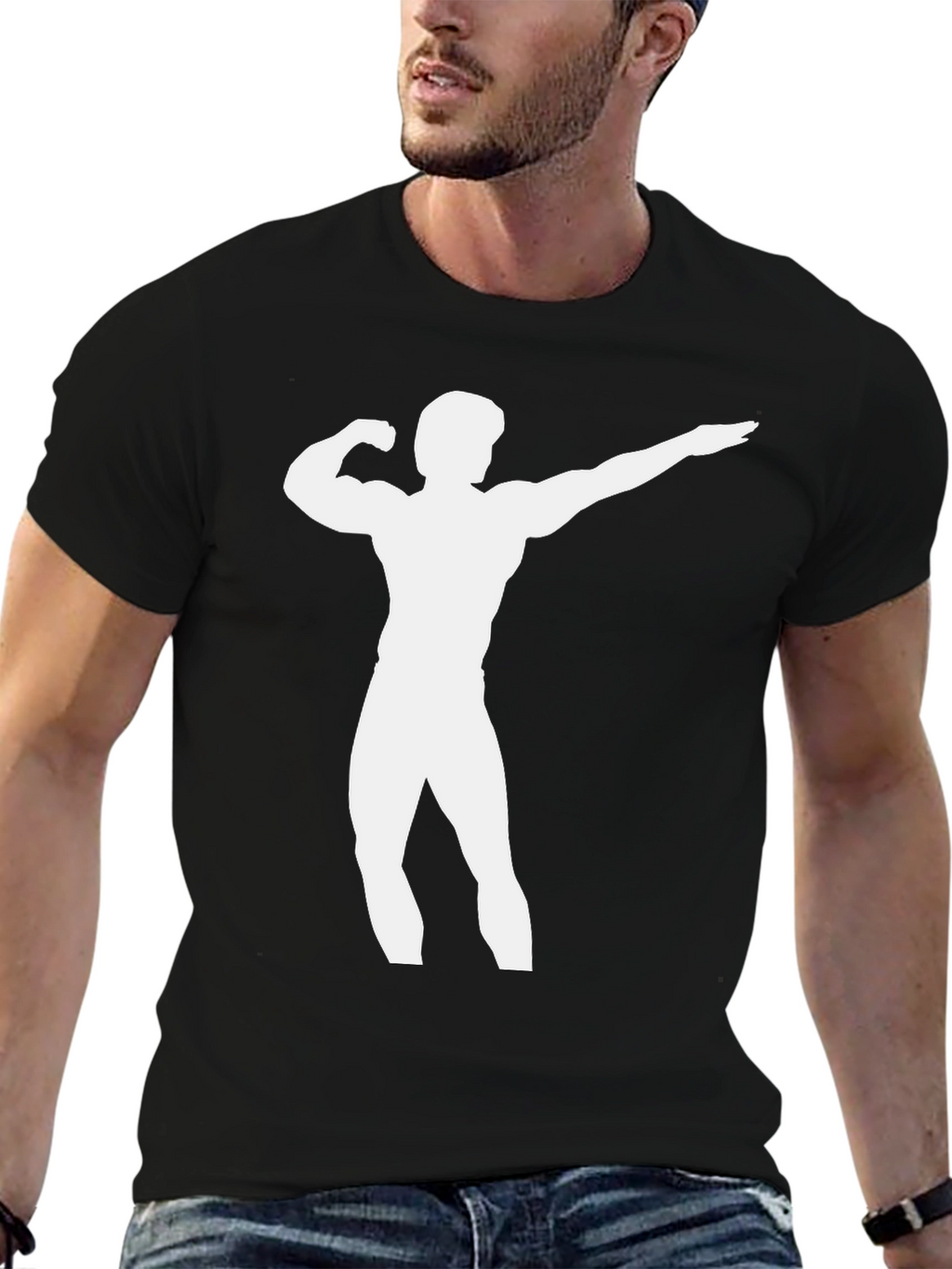 Bodybuilder Silhouette Black T-Shirt