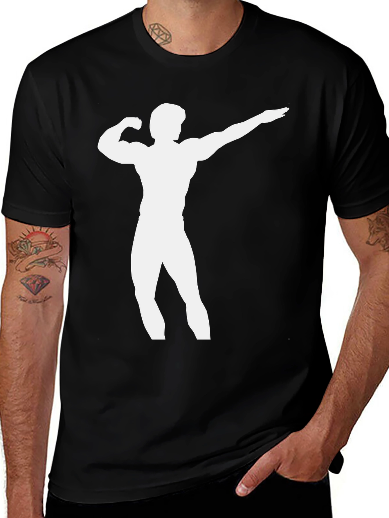Bodybuilder Silhouette Black T-Shirt