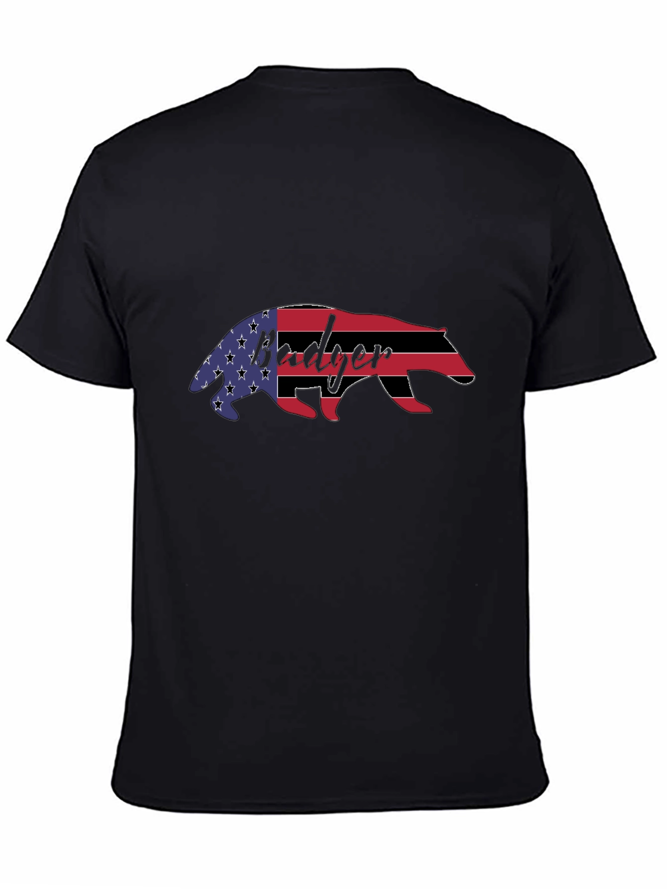 American Badger Graphic Tee - USA Flag Design