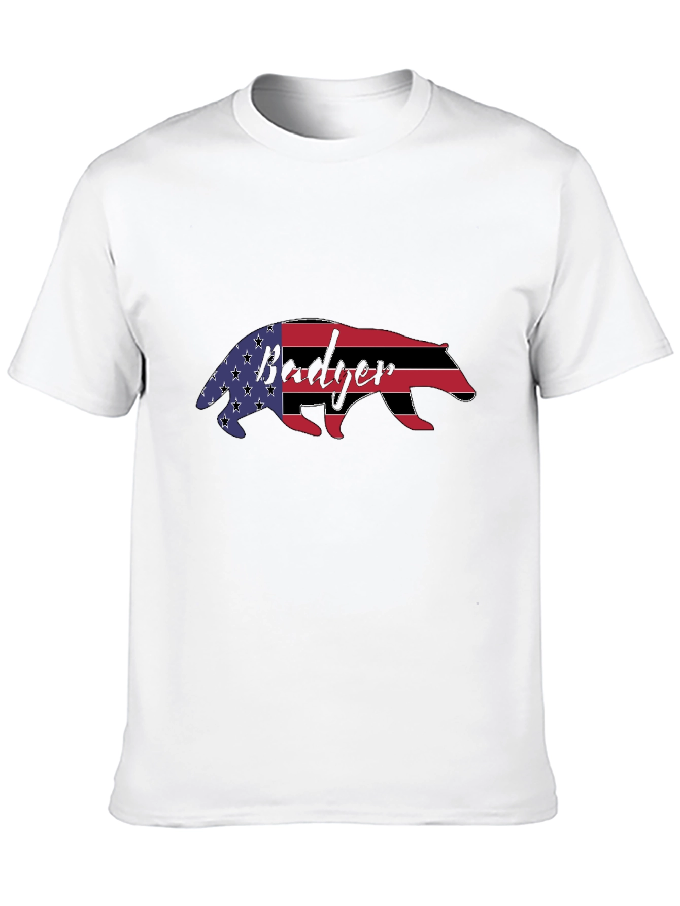 American Badger Graphic Tee - USA Flag Design