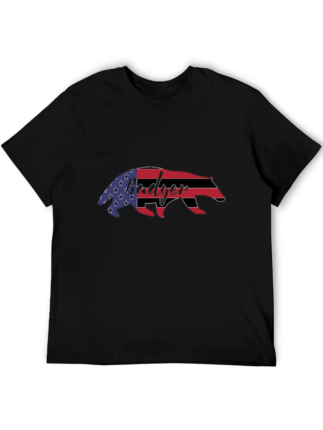 American Badger Graphic Tee - USA Flag Design