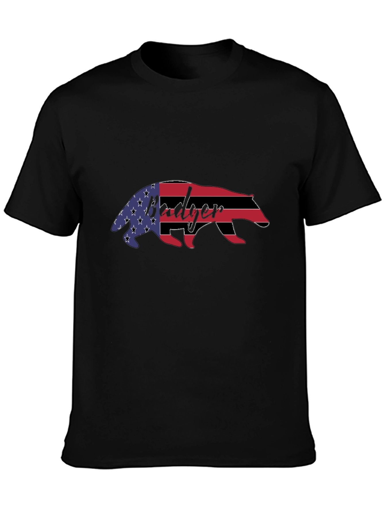 American Badger Graphic Tee - USA Flag Design