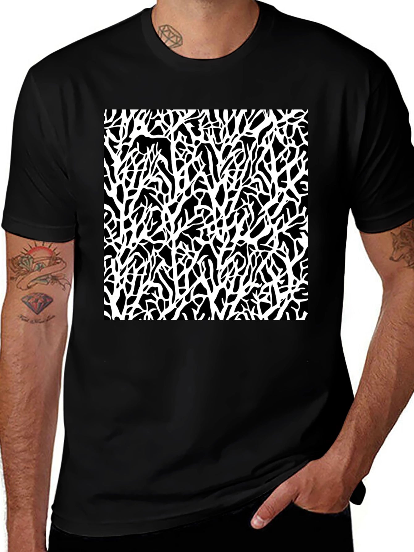 Abstract Branch T-Shirt - Black Graphic Tee