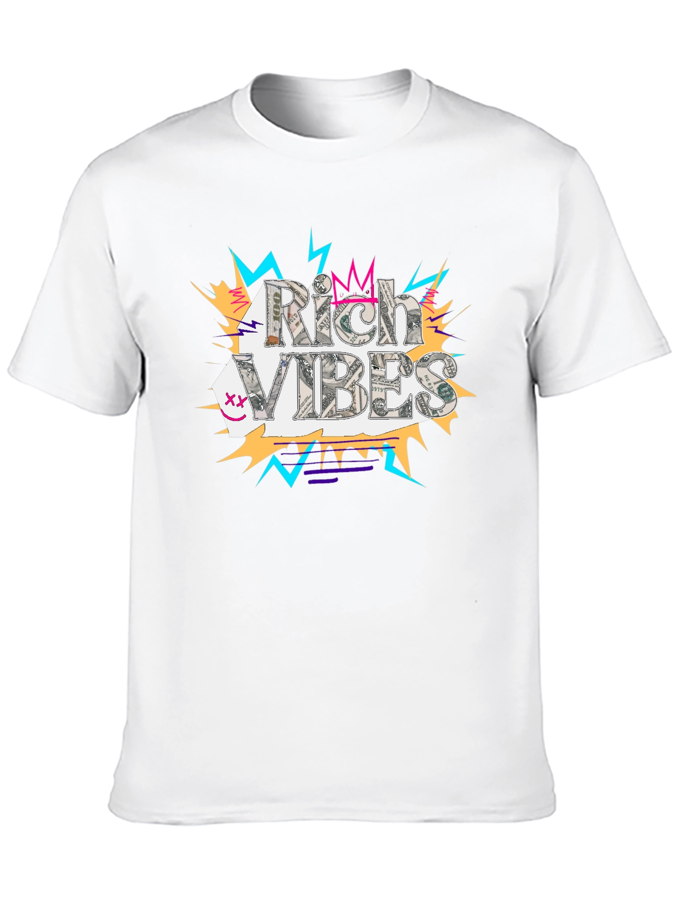 Rich Vibes Graphic Tee - Black Cotton T-Shirt