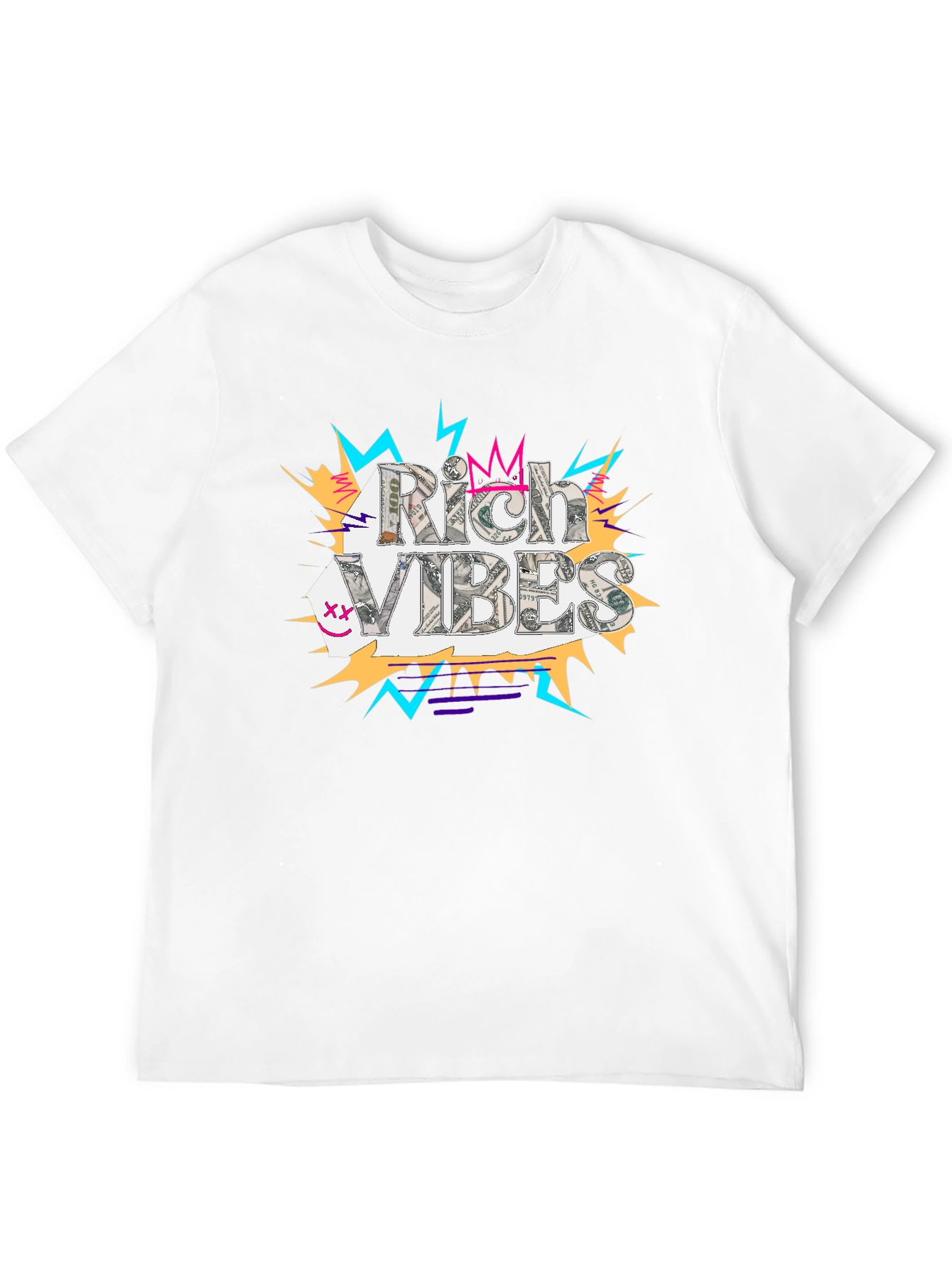 Rich Vibes Graphic Tee - Black Cotton T-Shirt