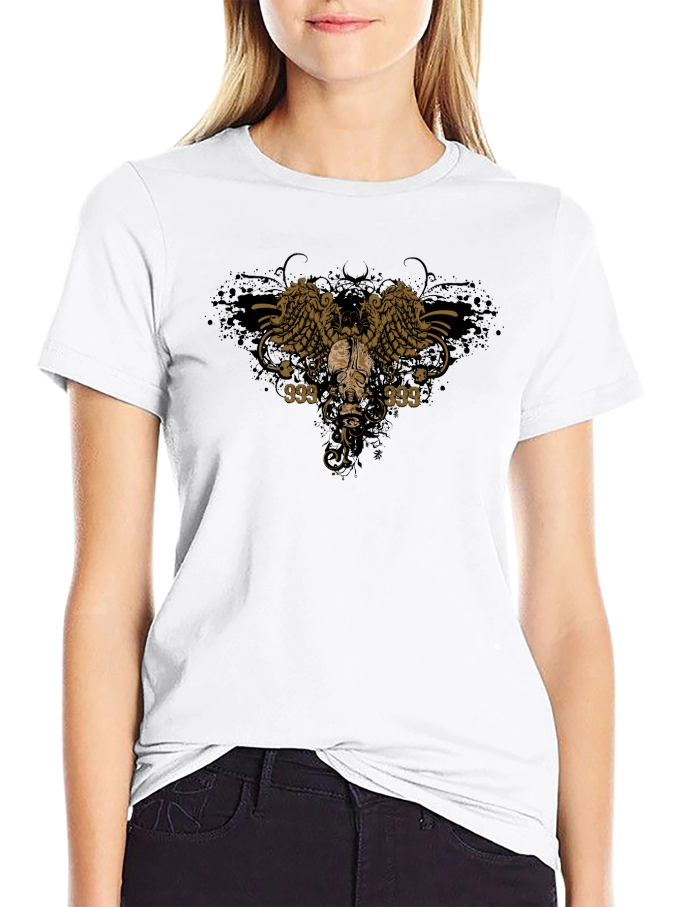 Skull Wings Graphic Black Tee