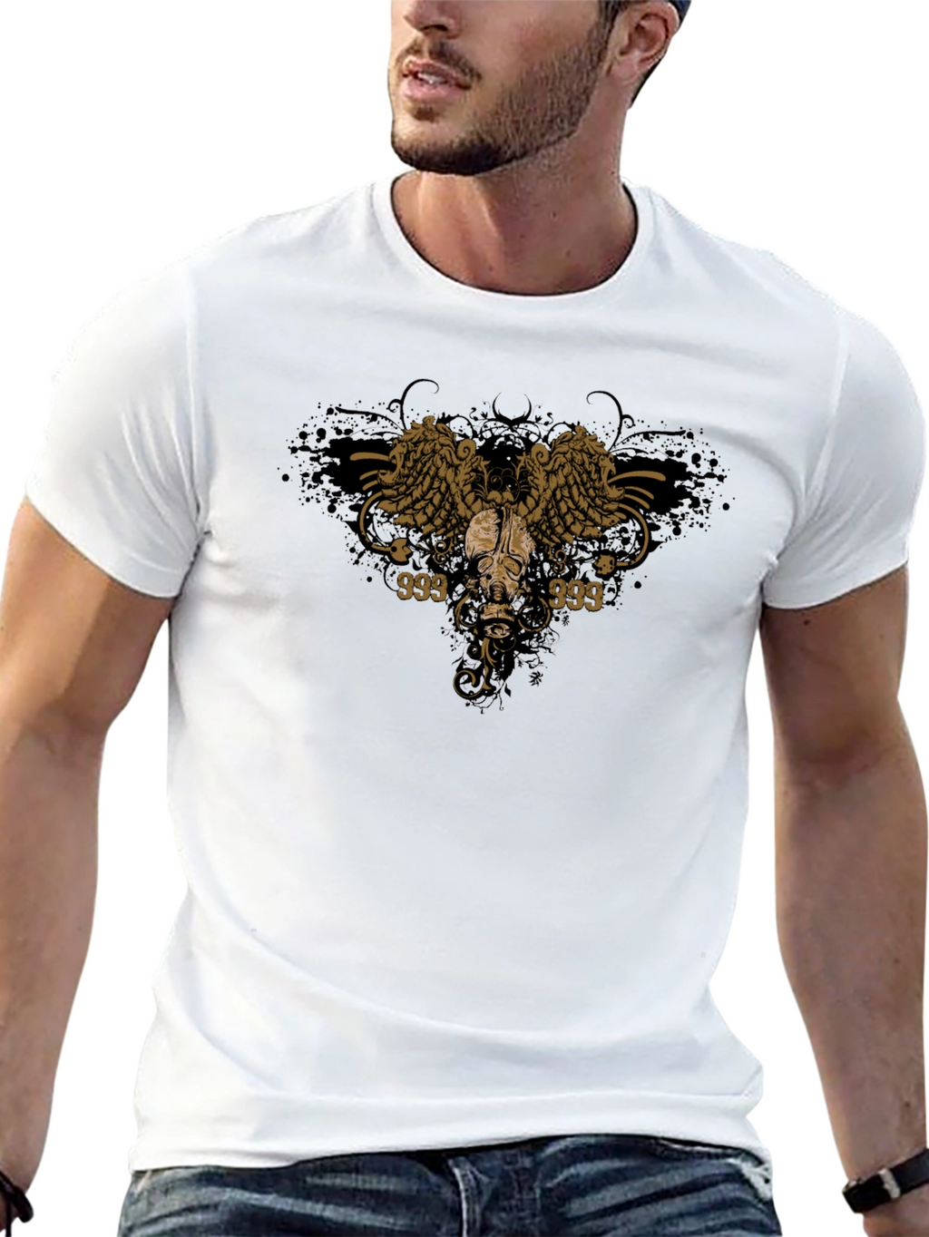 Skull Wings Graphic Black Tee