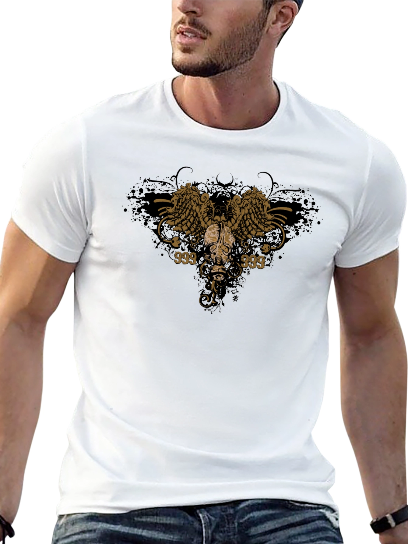 Skull Wings Graphic Black Tee