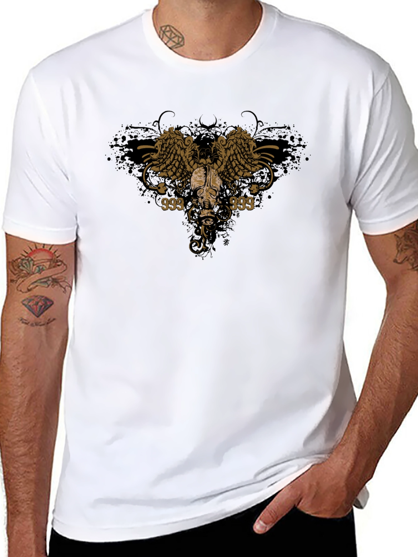 Skull Wings Graphic Black Tee