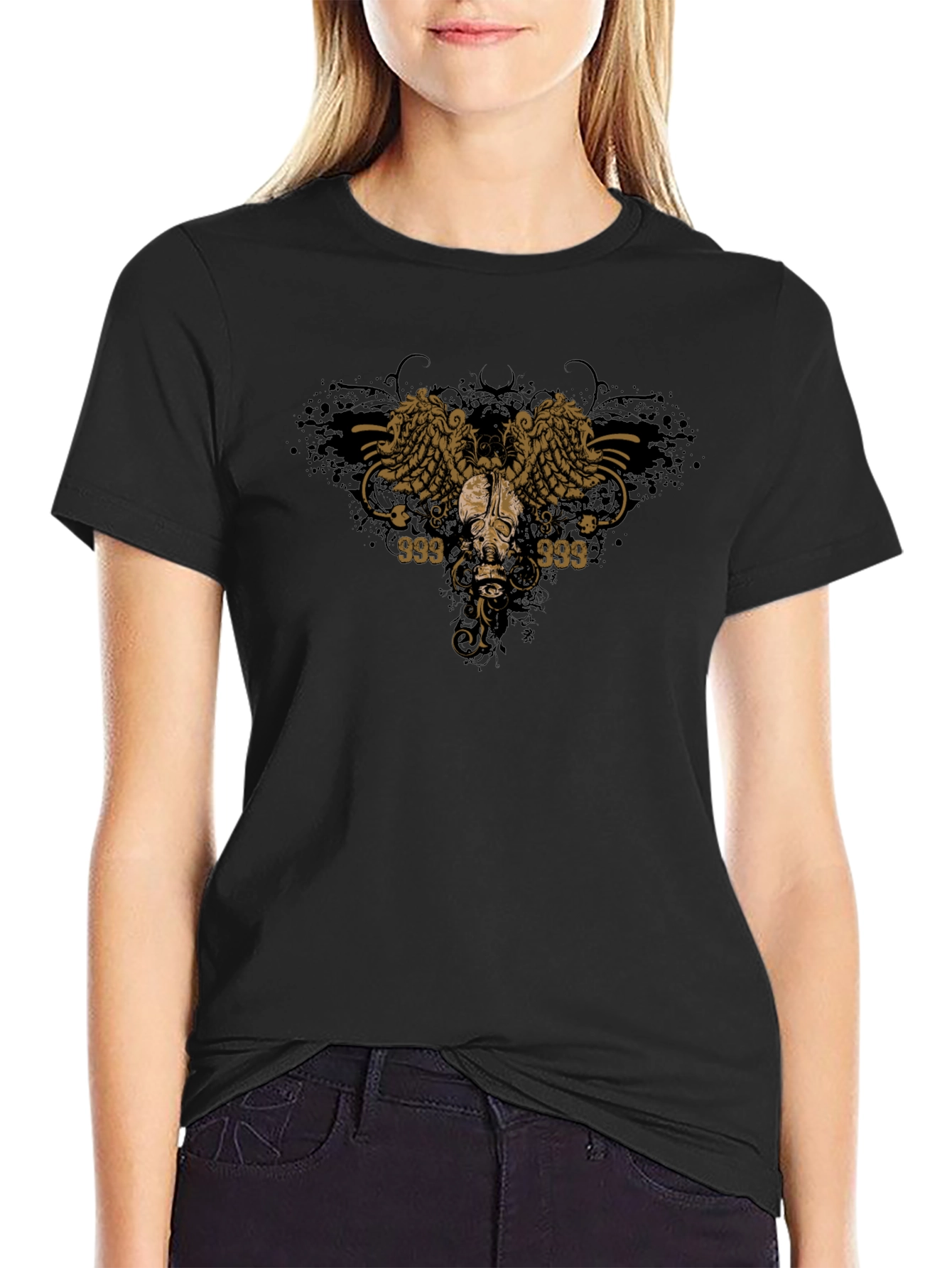 Skull Wings Graphic Black Tee